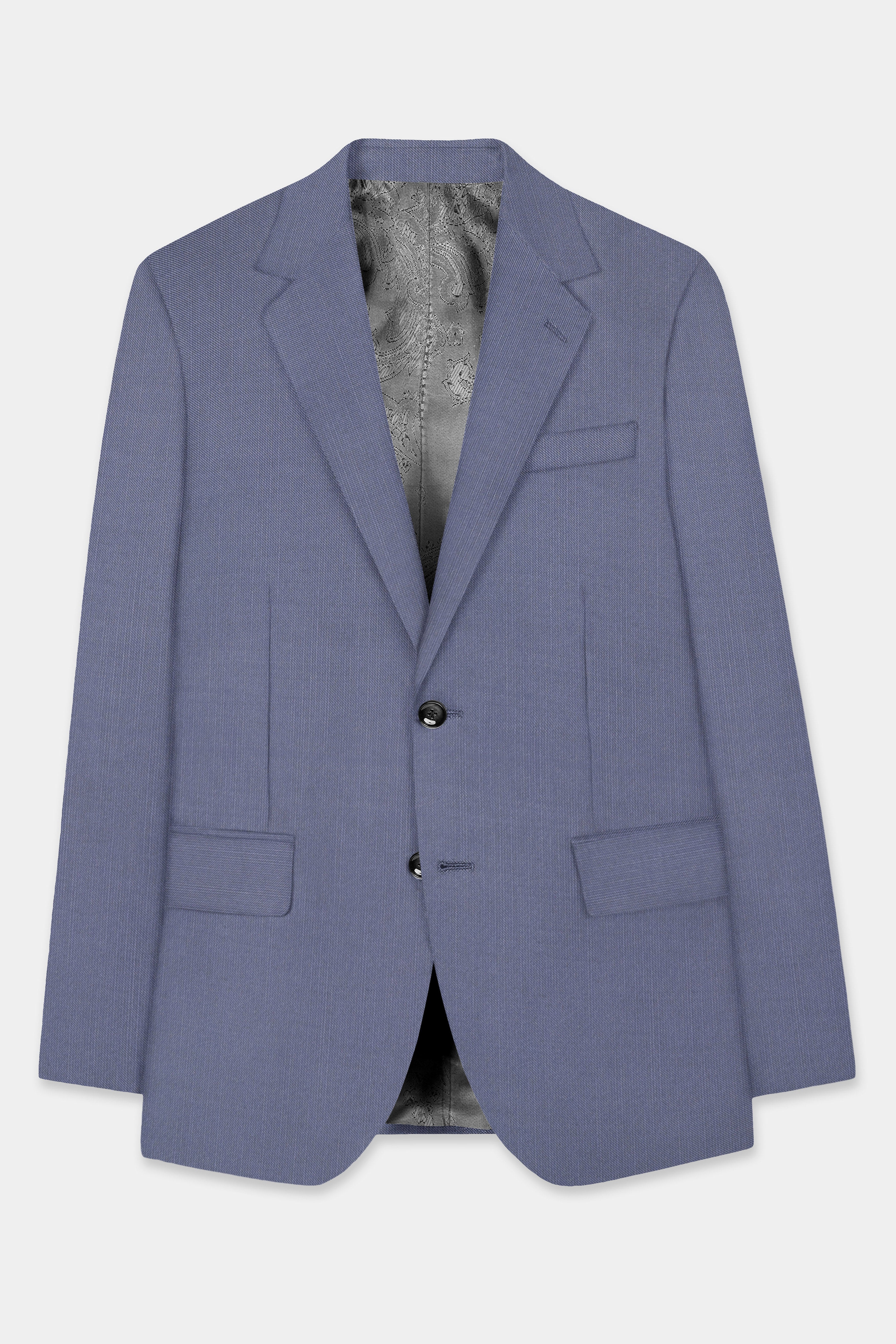 Zenith-Comet Blue Solid Wool Rich Single Breasted Stretchable traveler Suit