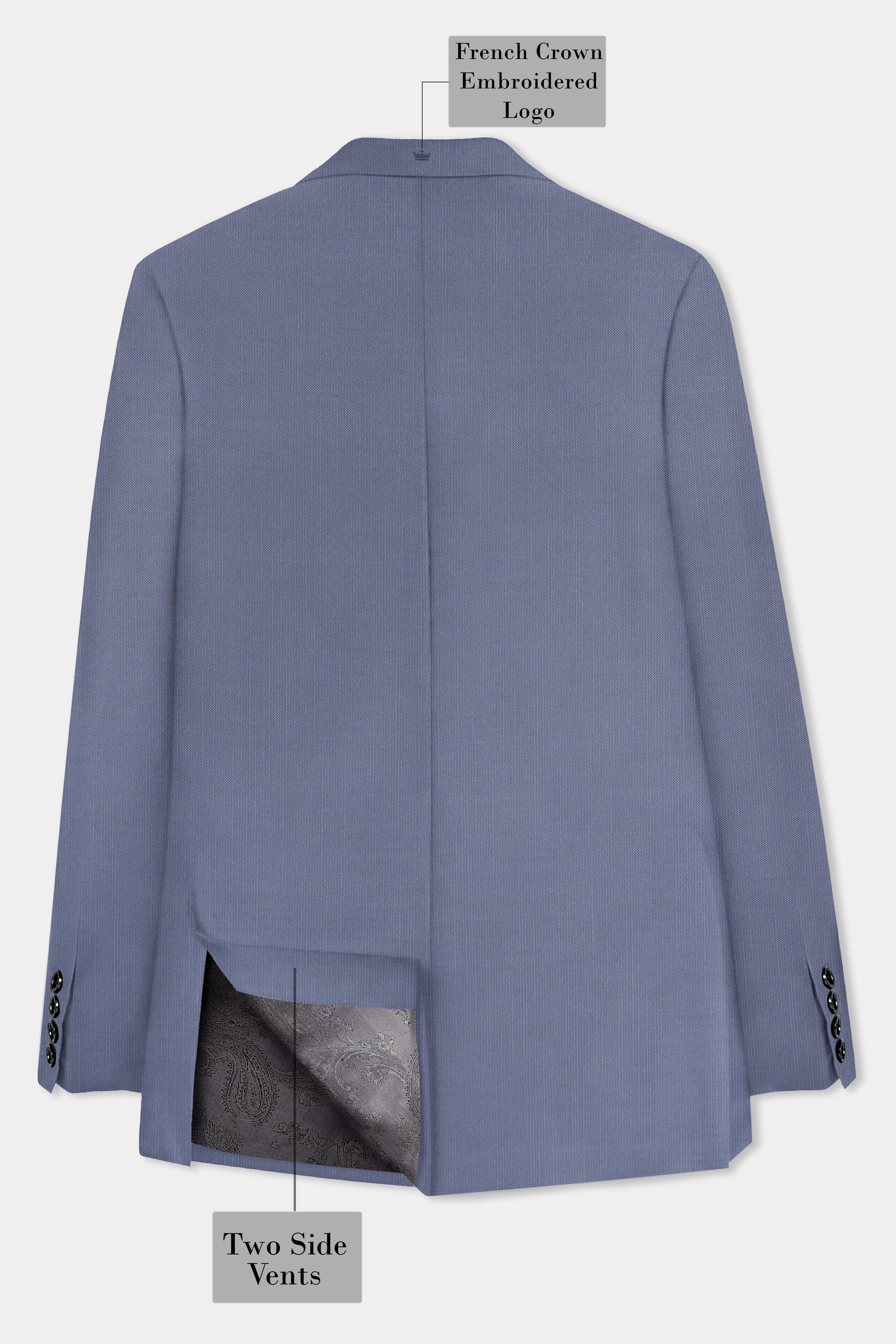 Zenith-Comet Blue Solid Wool Rich Single Breasted Stretchable traveler Suit