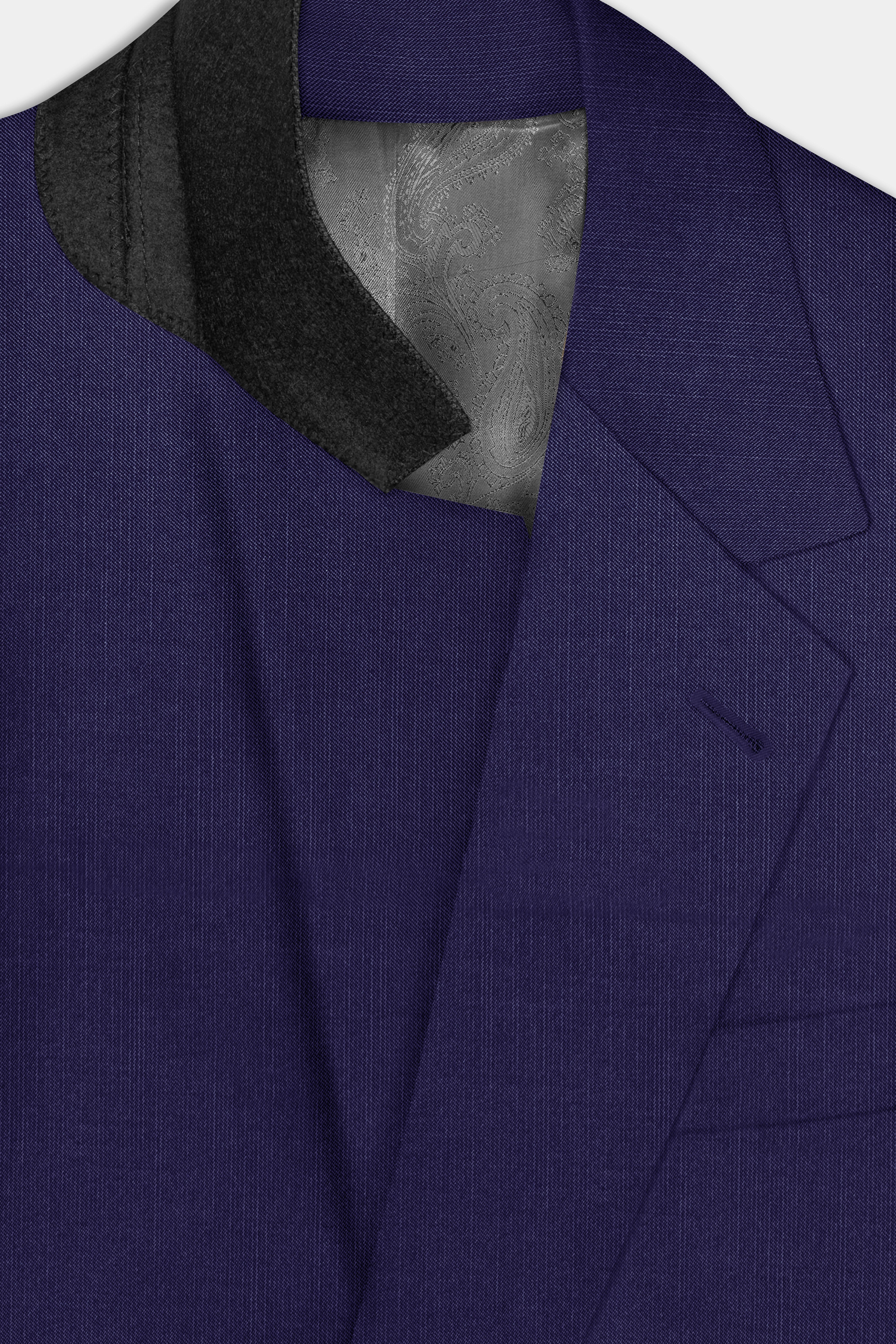 Triton-Martinique Blue Solid Wool Rich Single Breasted Stretchable traveler Suit