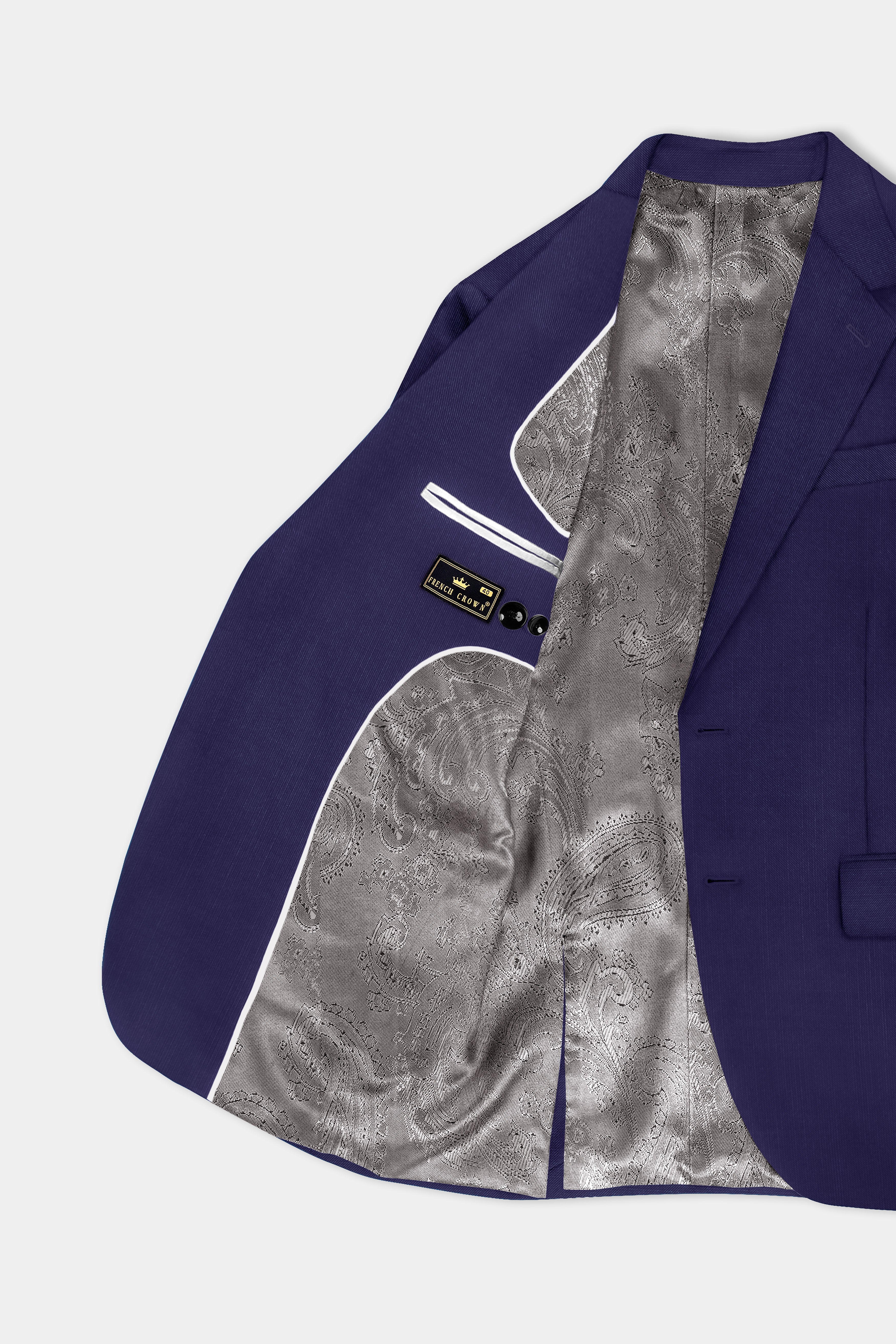 Triton-Martinique Blue Solid Wool Rich Single Breasted Stretchable traveler Suit
