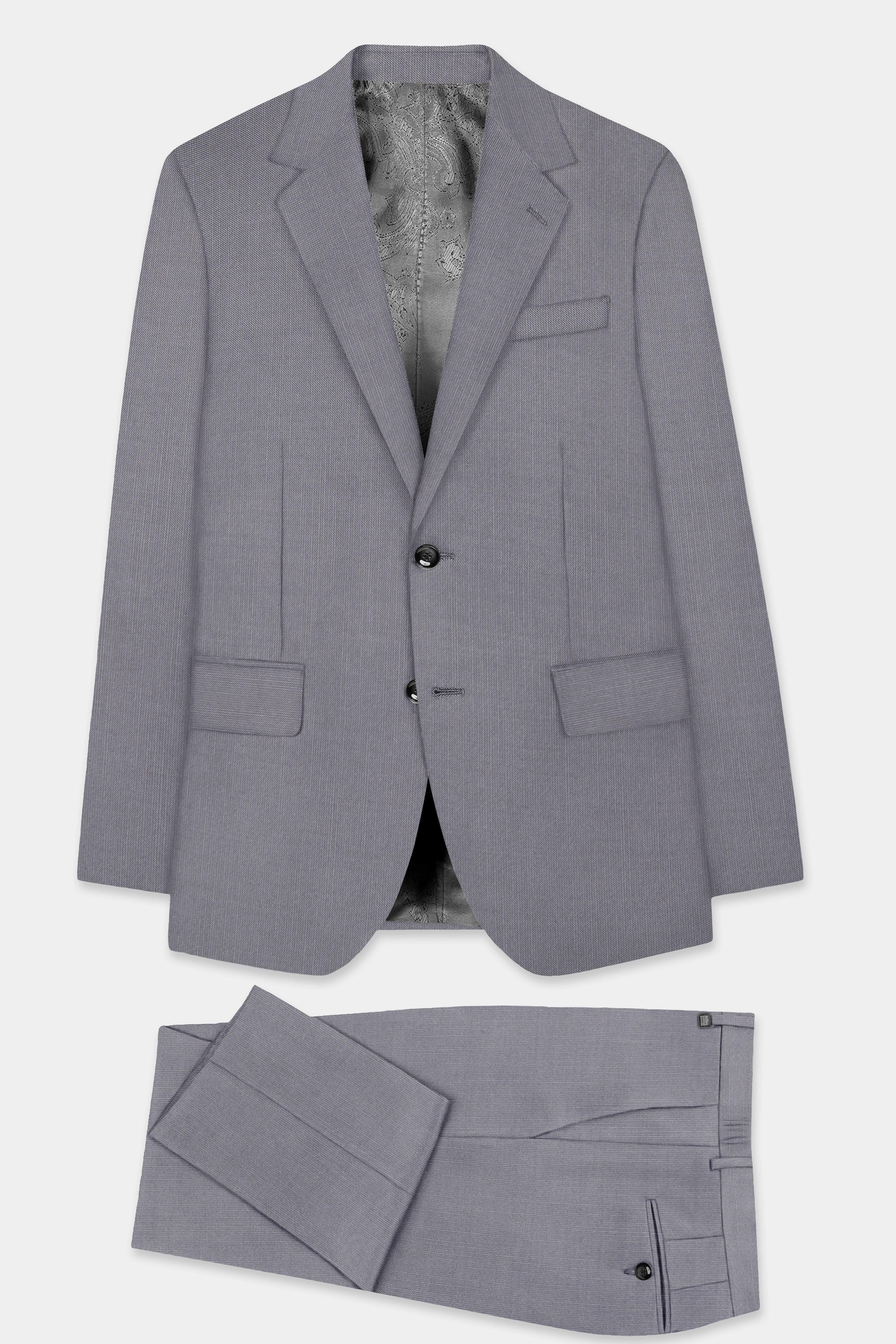 Dorian-Friar Gray Solid Wool Rich Single Breasted Stretchable traveler Suit
