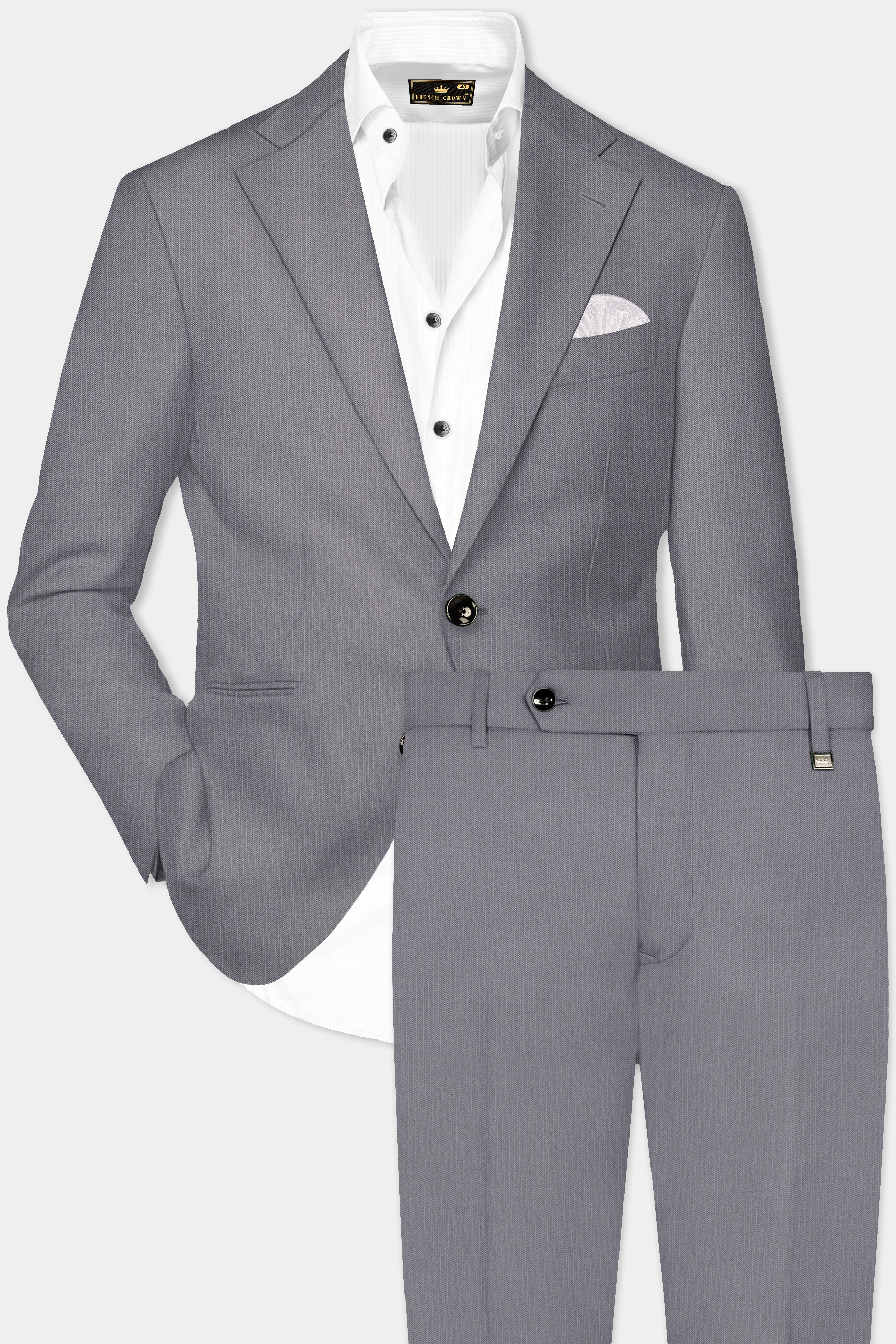Dorian-Friar Gray Solid Wool Rich Single Breasted Slight Stretch Suit