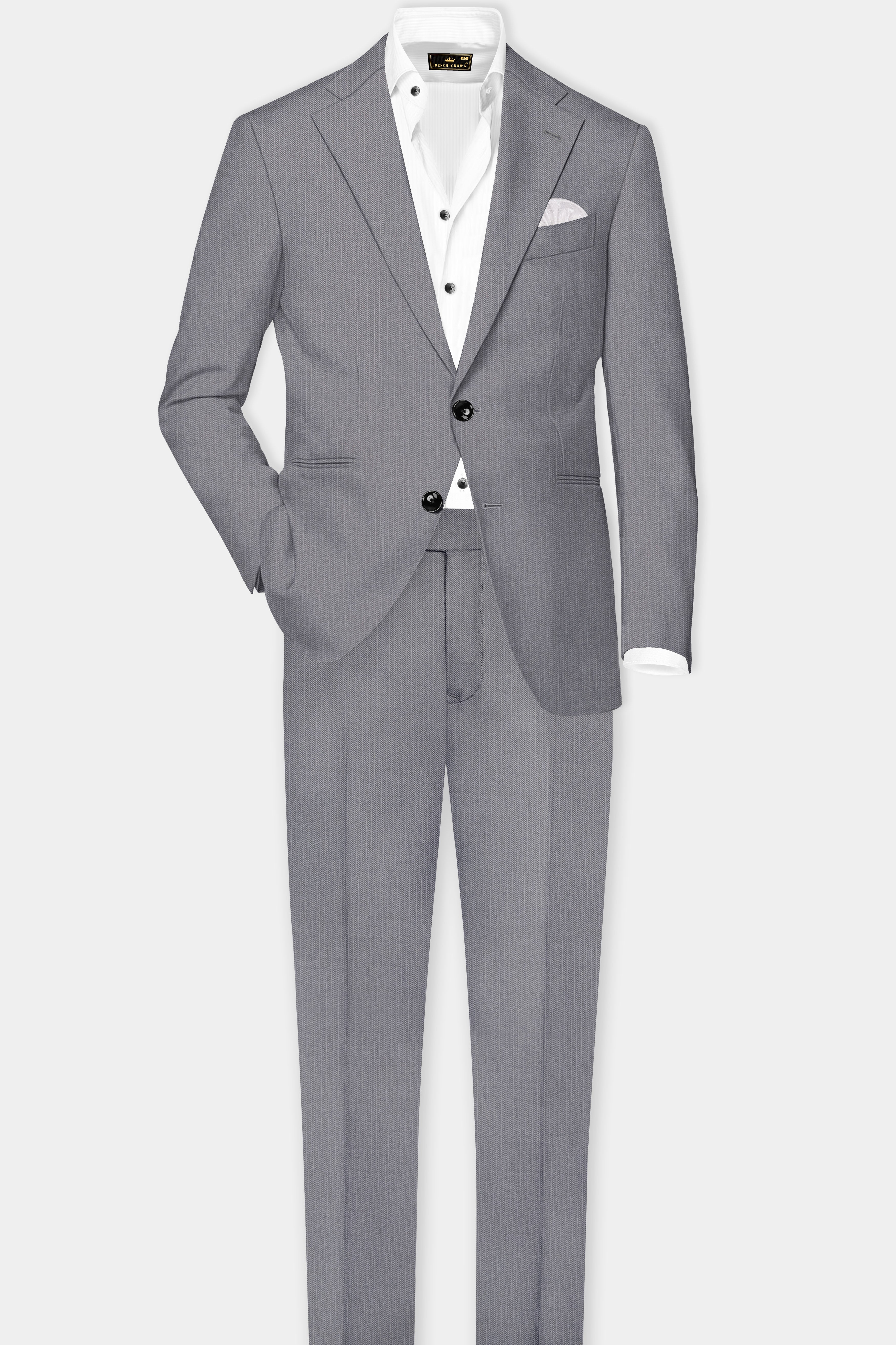 Dorian-Friar Gray Solid Wool Rich Single Breasted Stretchable traveler Suit