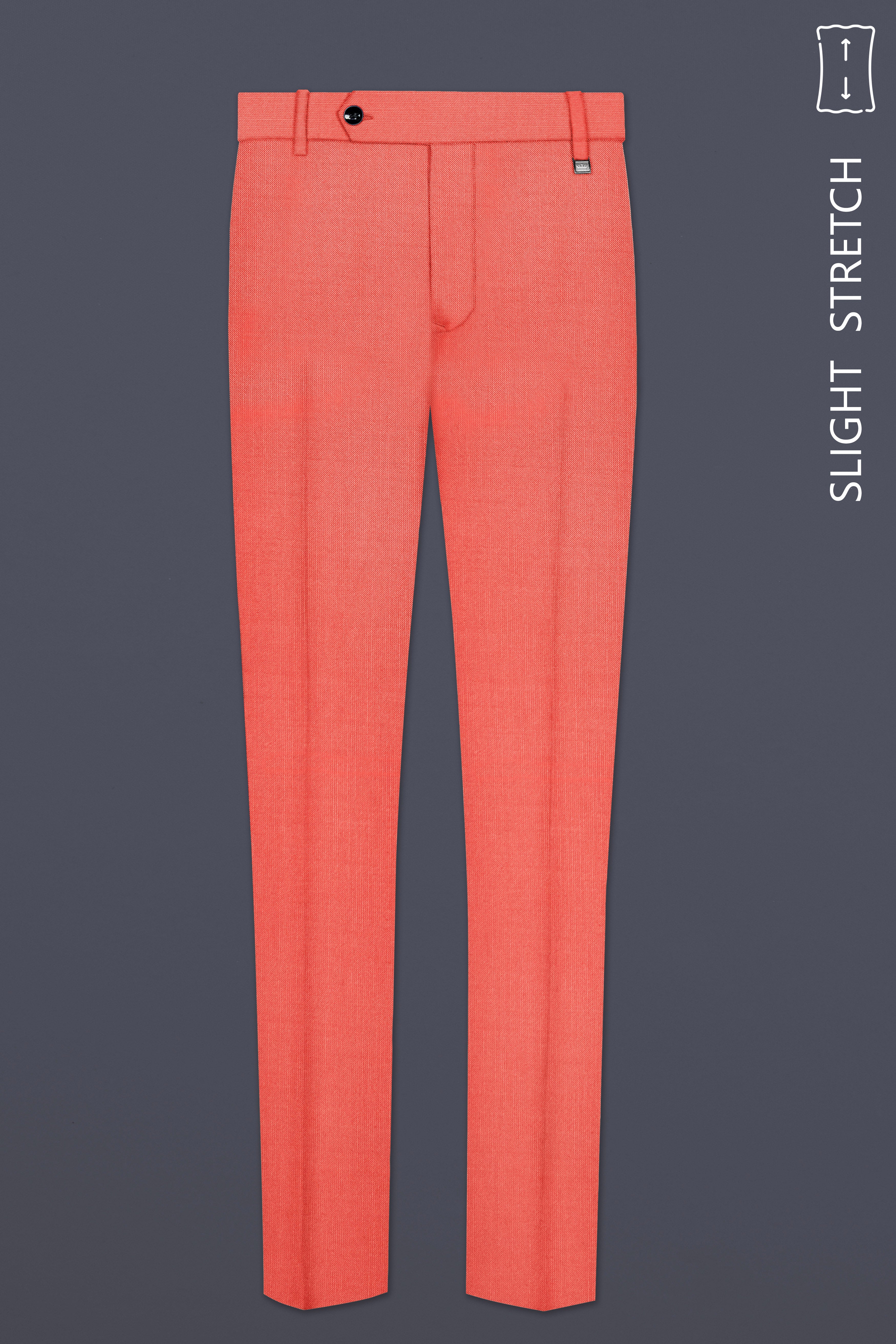 Aurora-Salmon Orange Solid Wool Rich Single Breasted Slight Stretch Suit