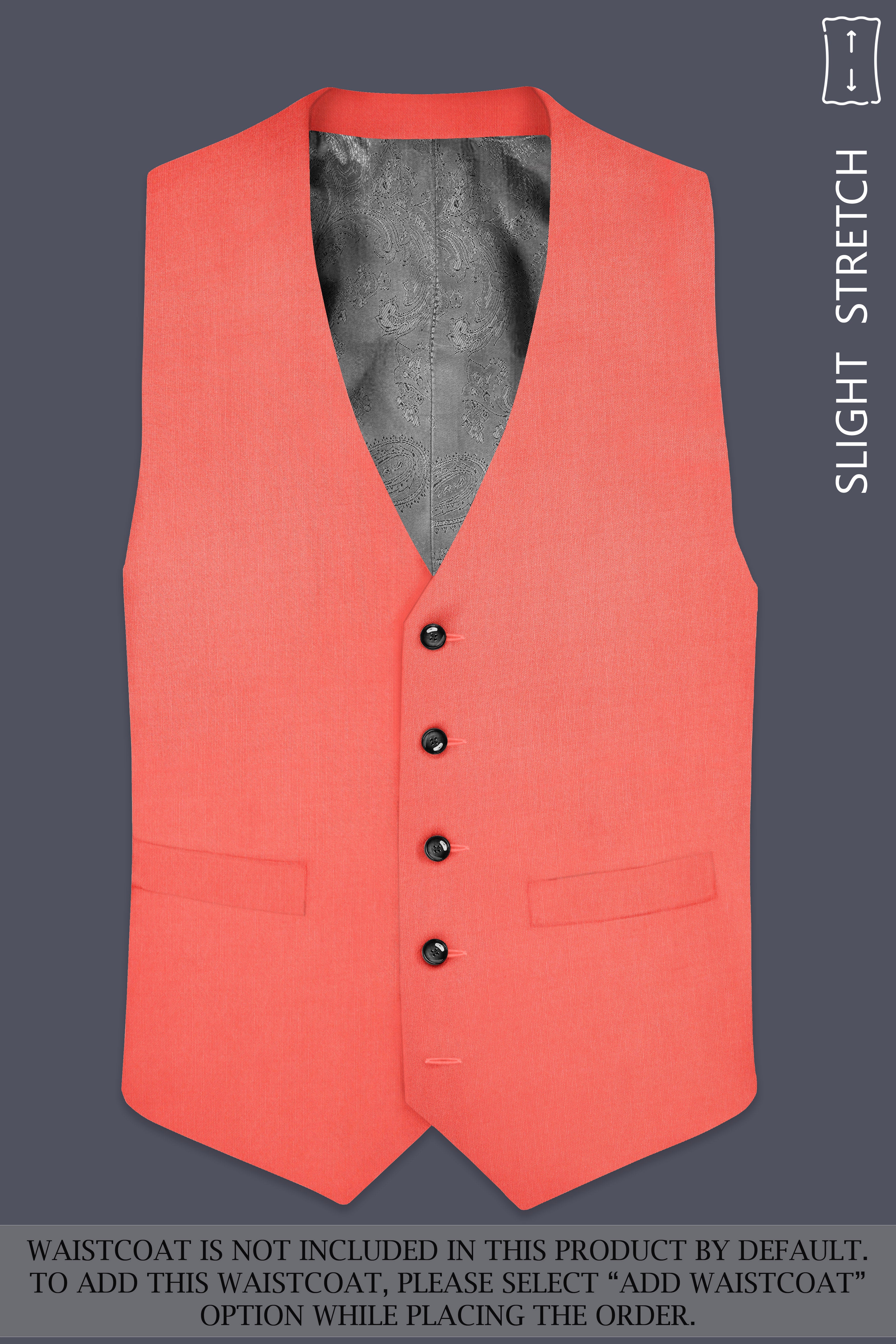 Aurora-Salmon Orange Solid Wool Rich Single Breasted Slight Stretch Suit