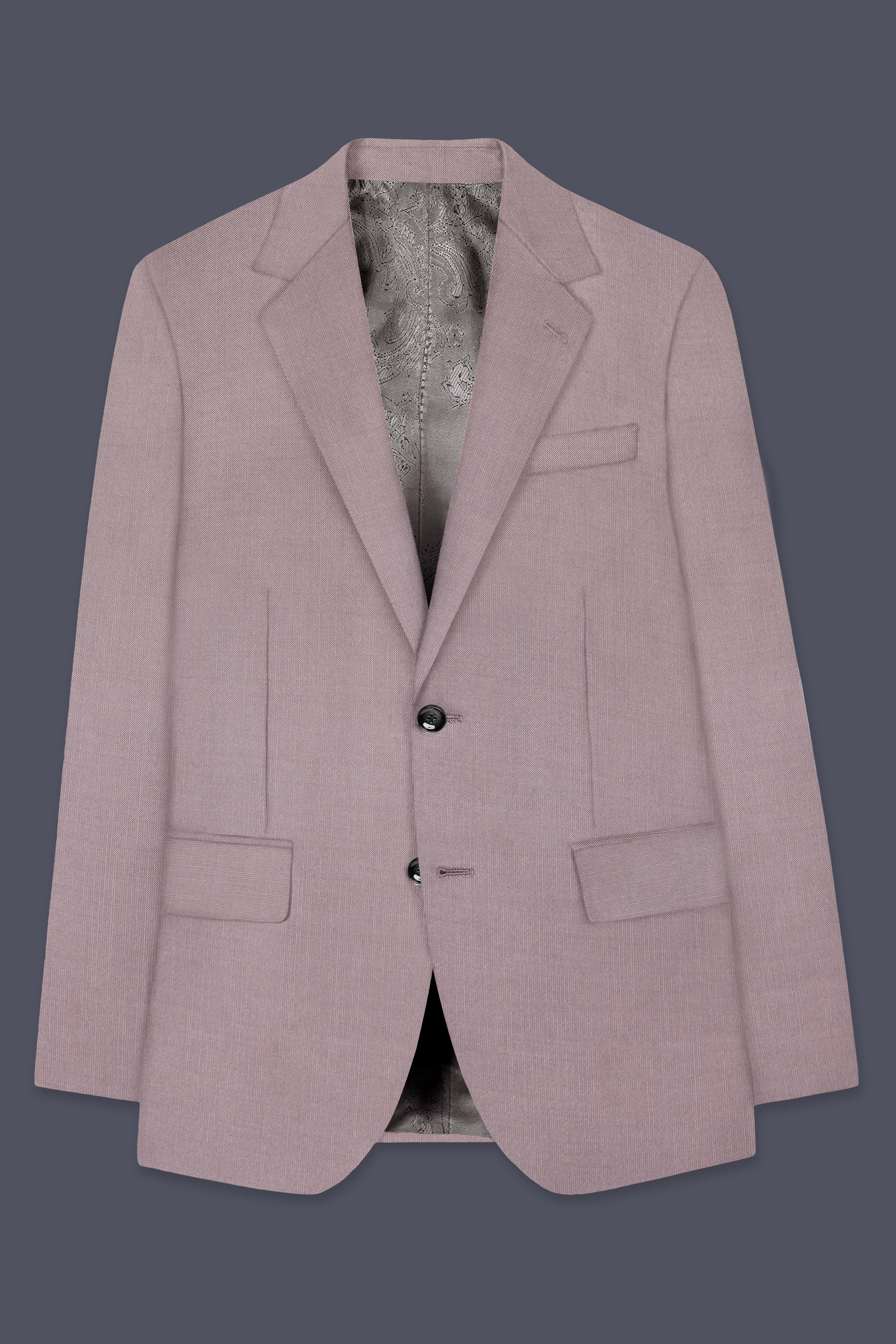 Amour-Rose Quartz Pink Solid Wool Rich Single Breasted Slight Stretch Suit