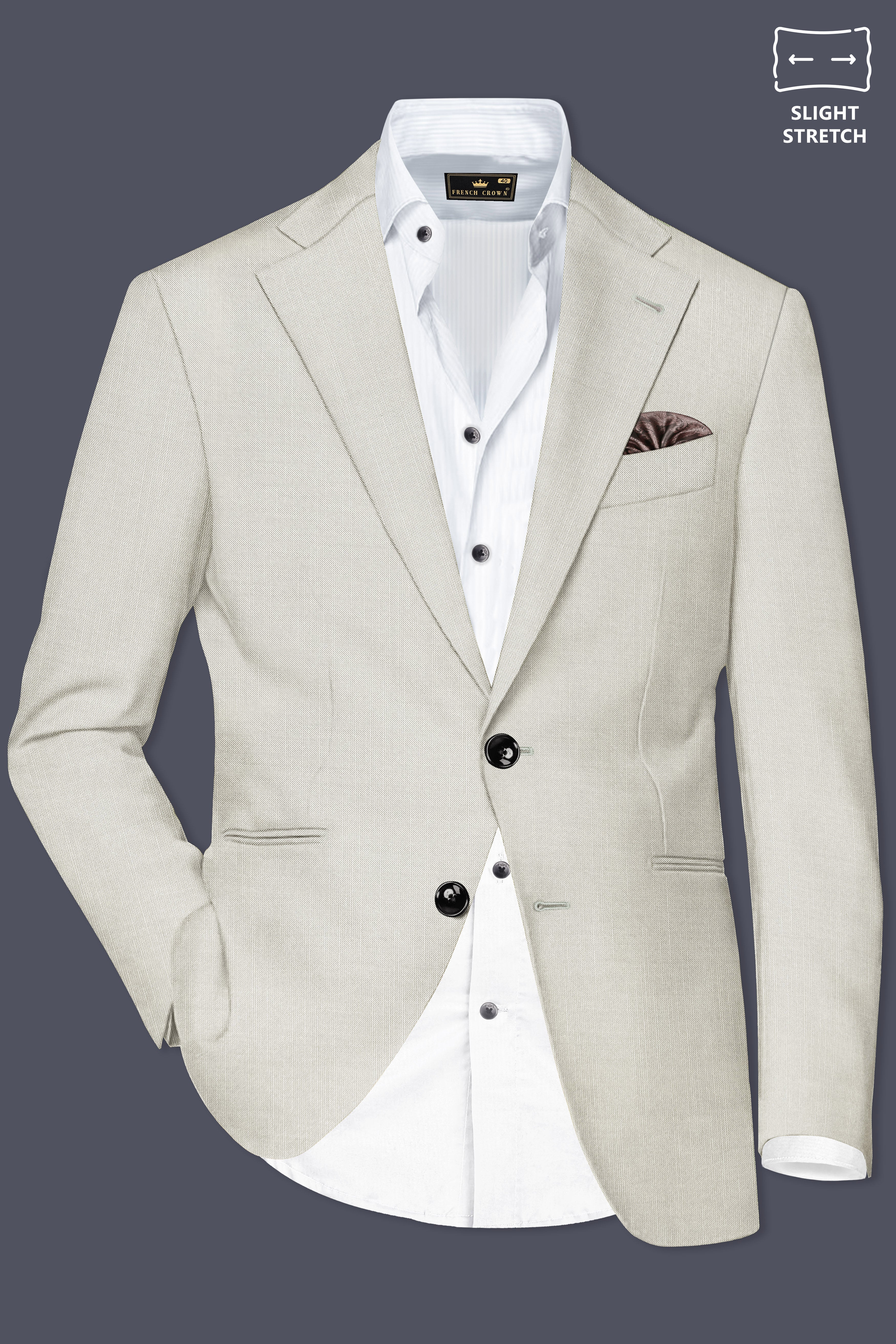 Mist-Swirl Gray Solid Wool Rich Single Breasted Slight Stretch Suit