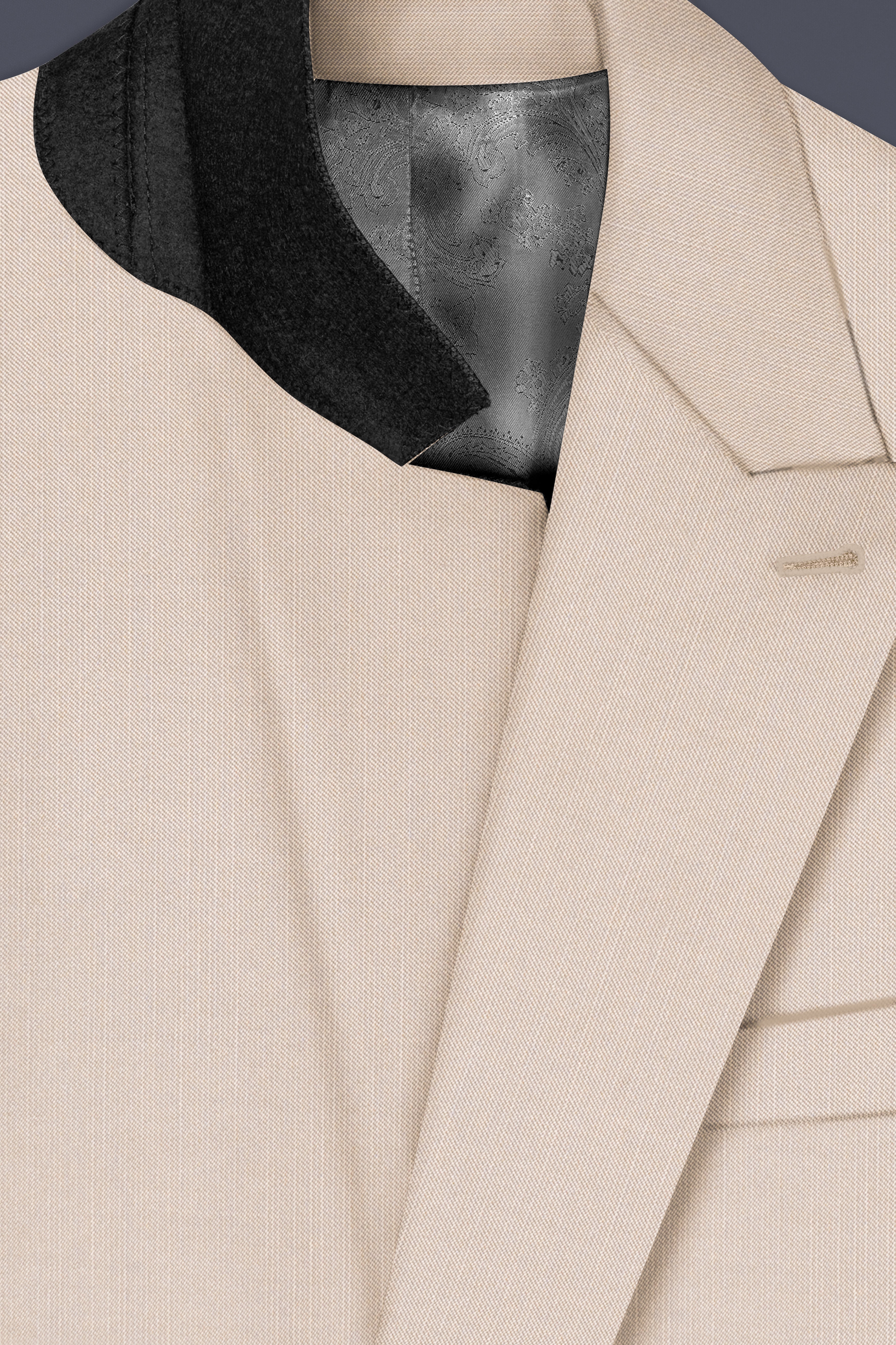 Velivon-Bizarre Cream Solid Wool Rich Double Breasted Stretchable traveler Suit