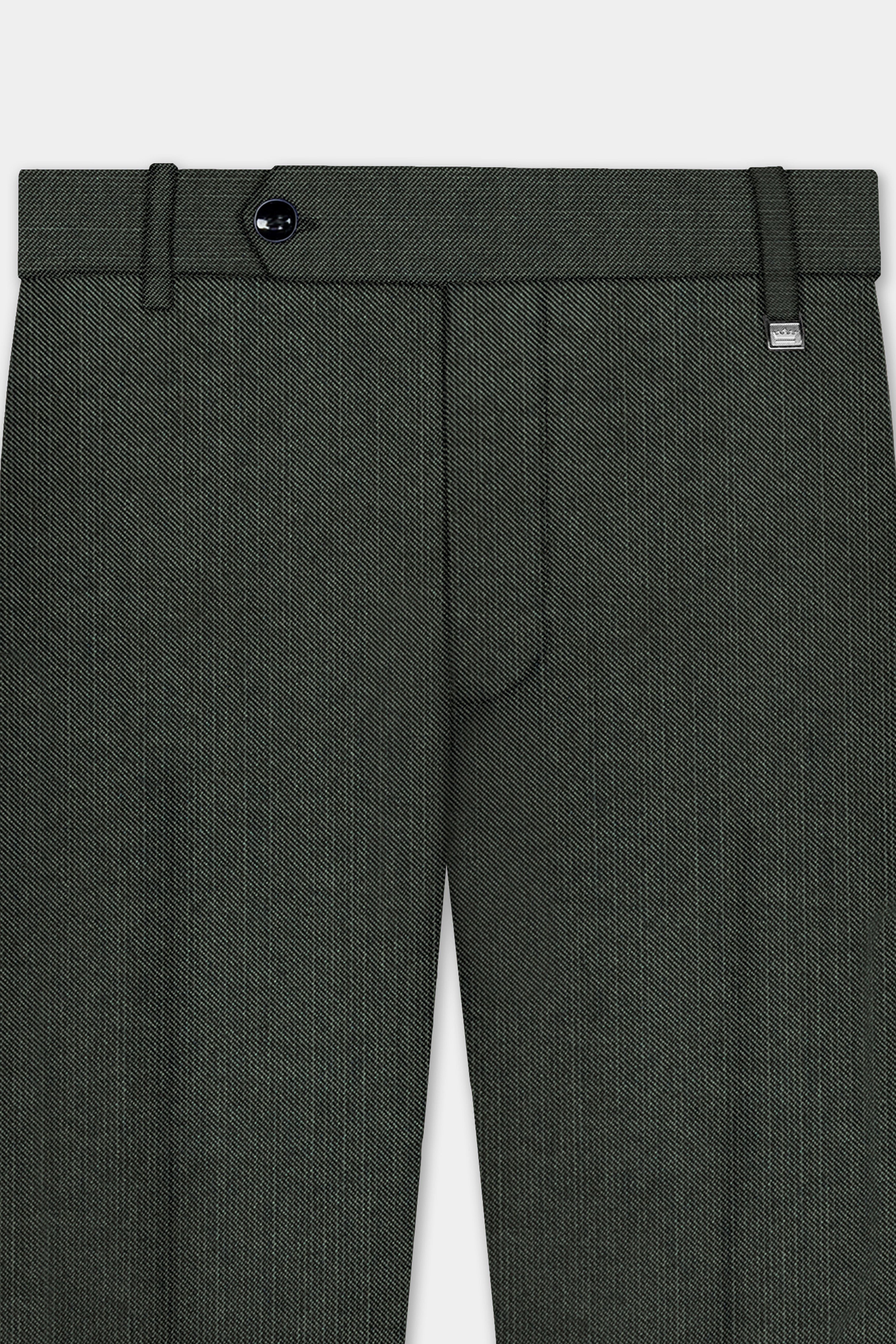 Shafton-Mine Shaft Green Solid Wool Rich Double Breasted Stretchable traveler Suit