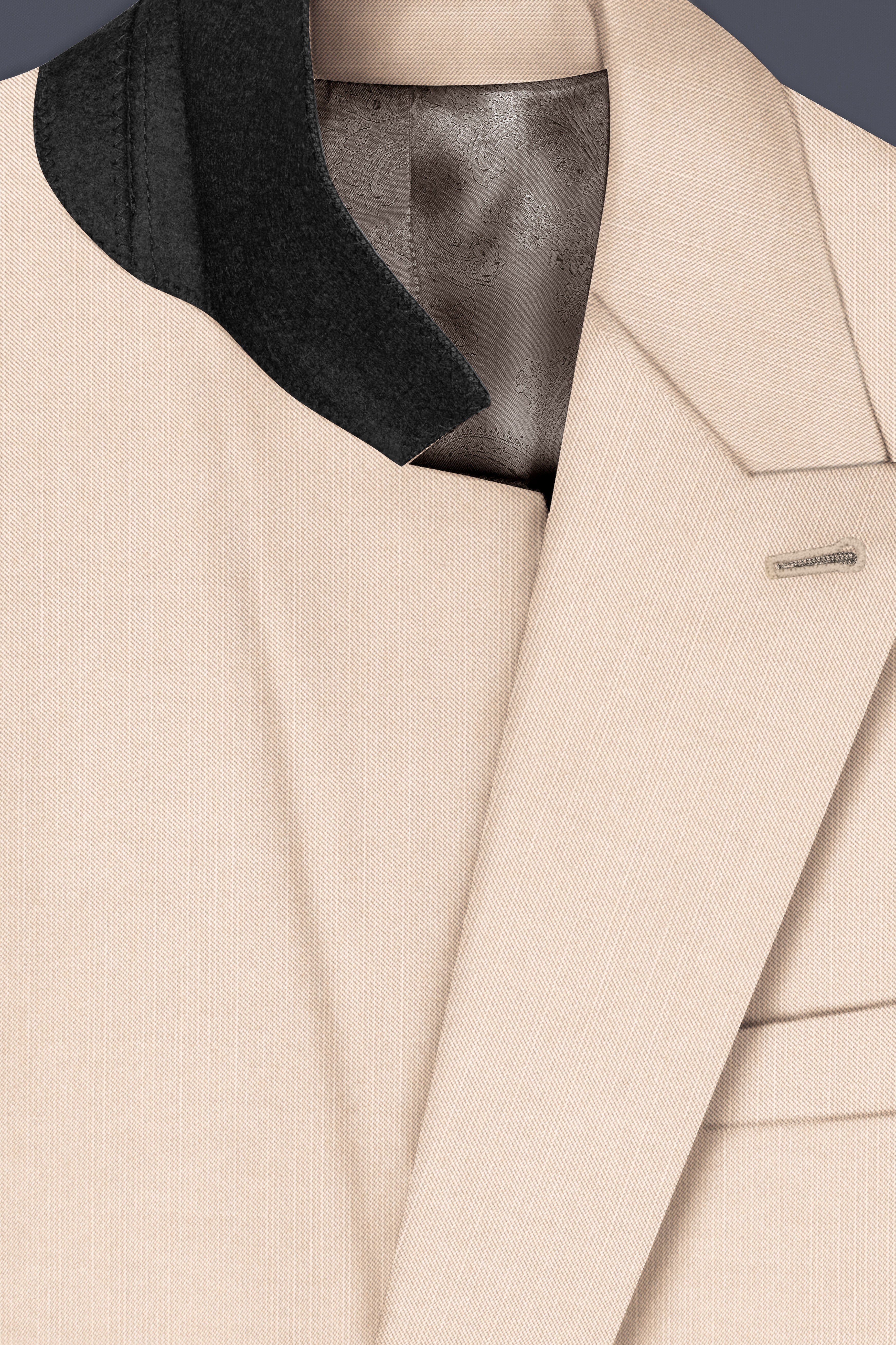 Biscotti-Parchment Cream Solid Wool Rich Double Breasted Stretchable traveler Suit