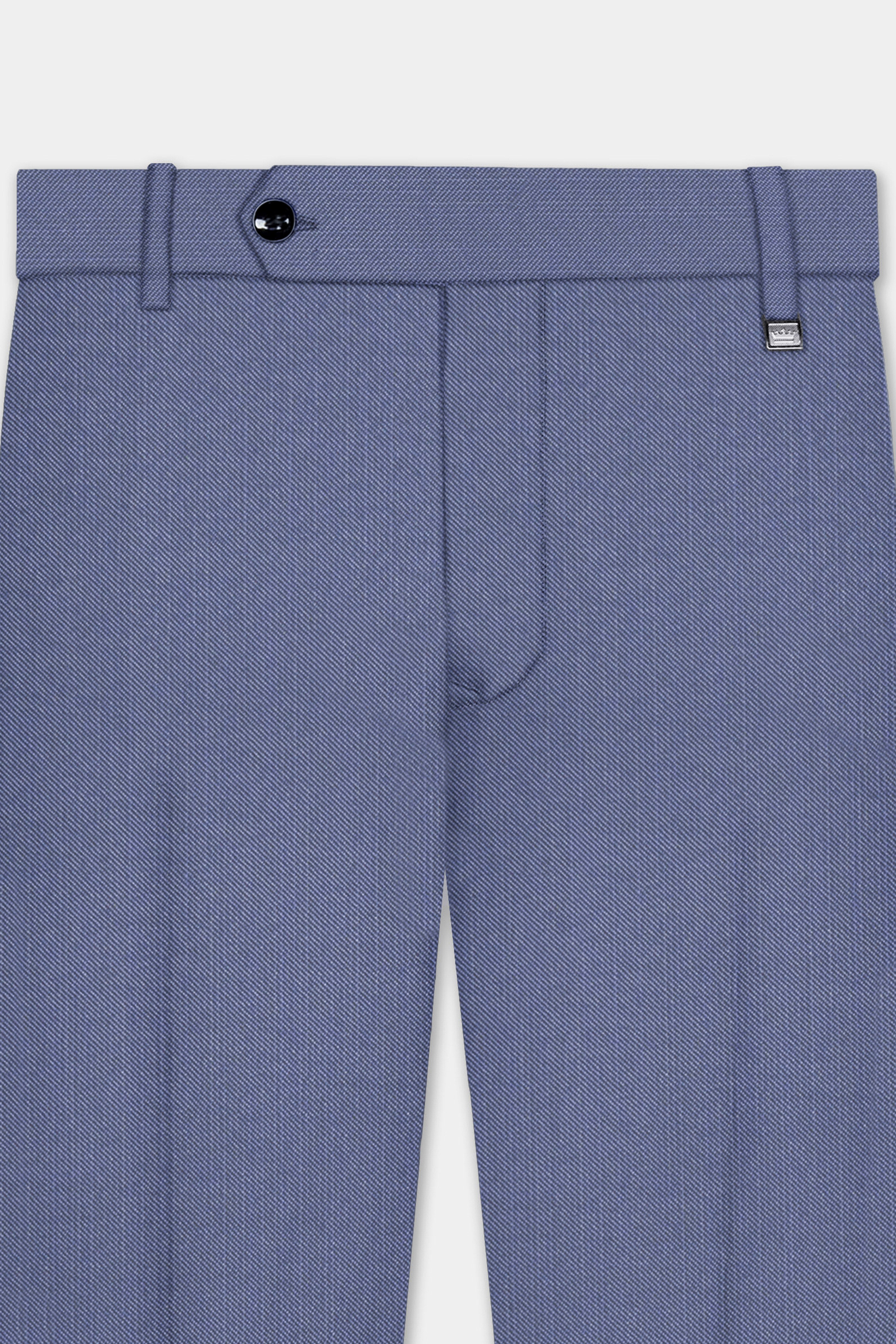 Zenith-Comet Blue Solid Wool Rich Double Breasted Stretchable traveler Suit