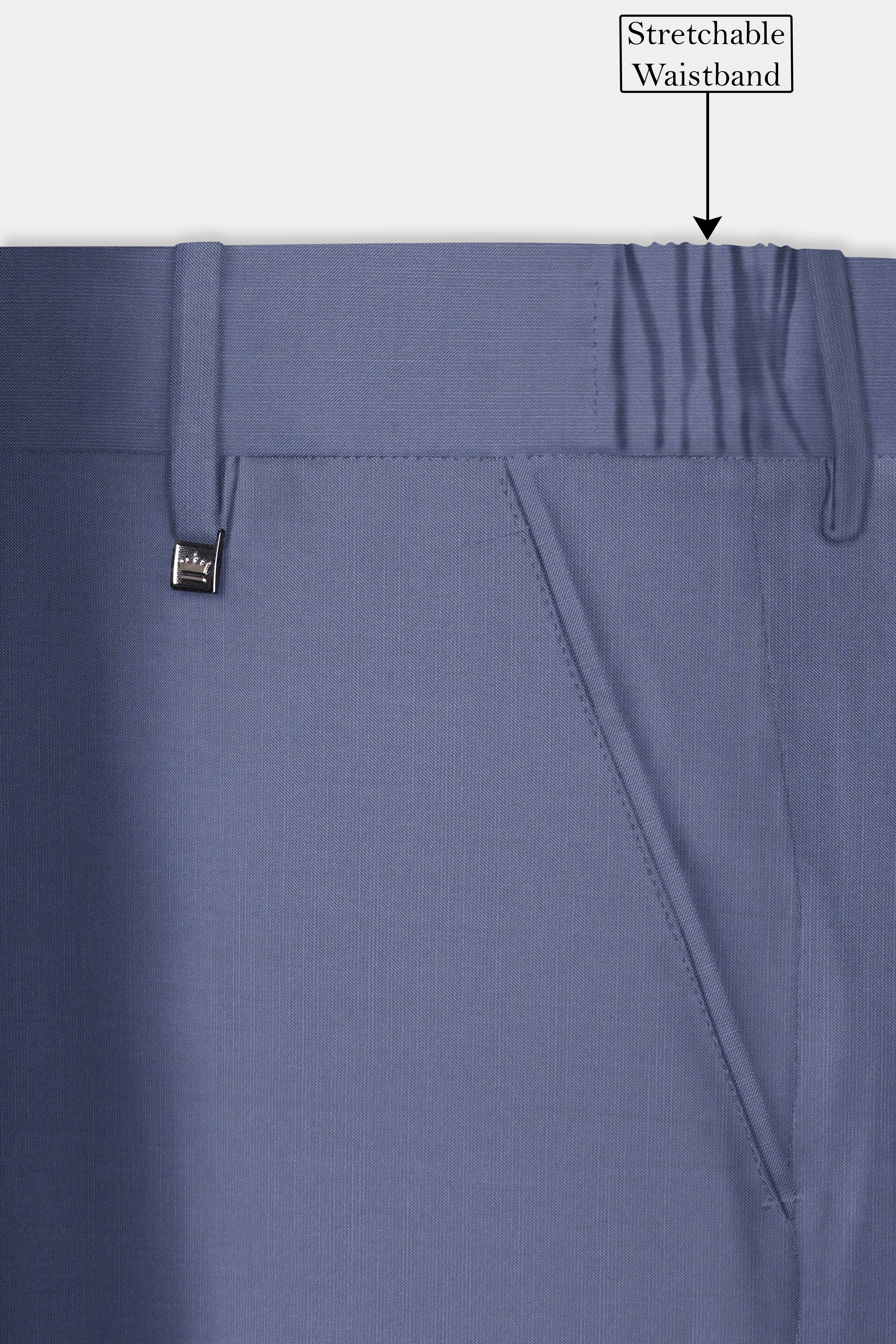 Zenith-Comet Blue Solid Wool Rich Double Breasted Stretchable traveler Suit