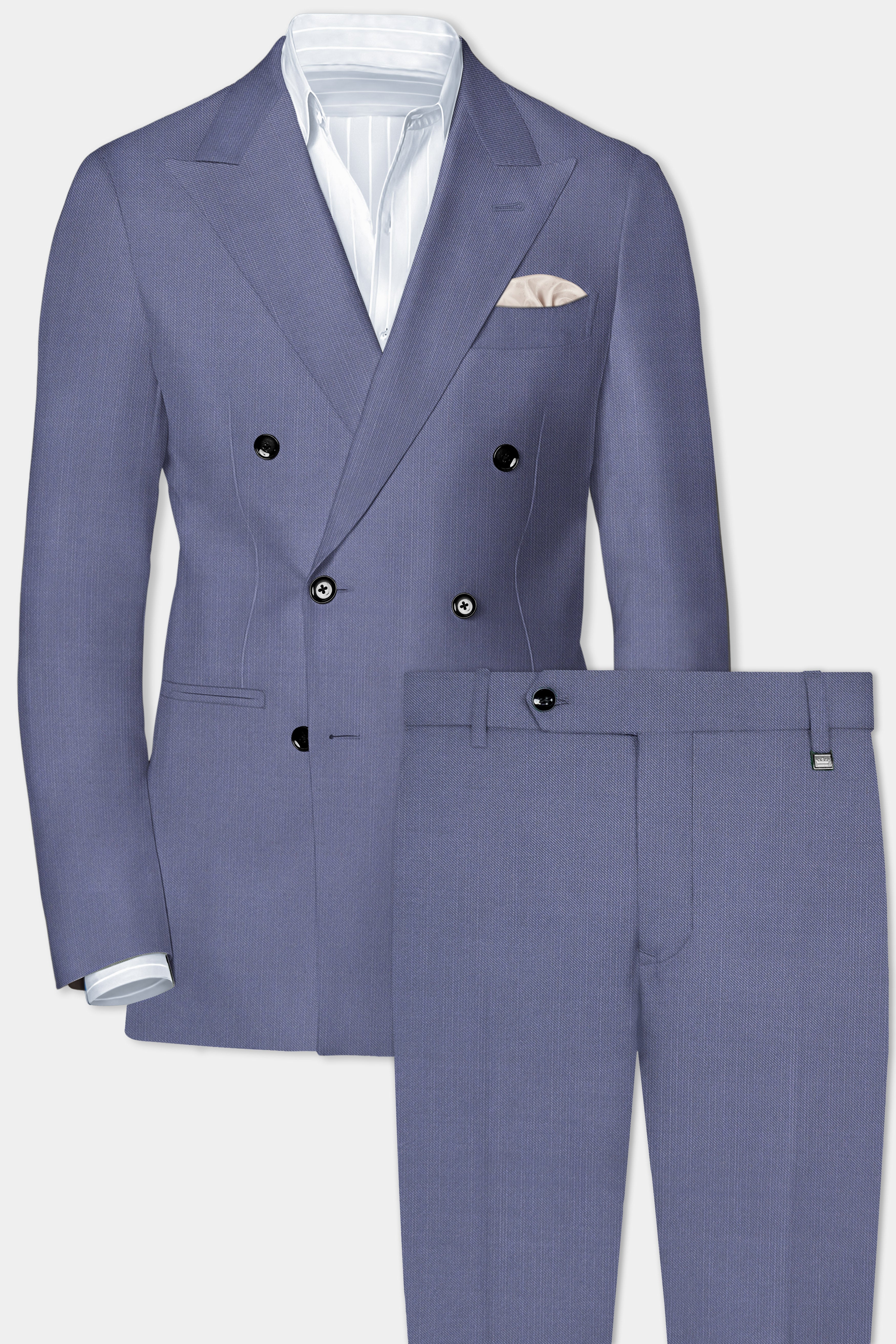 Zenith-Comet Gray Solid Wool Rich Double Breasted Slight Stretch Suit