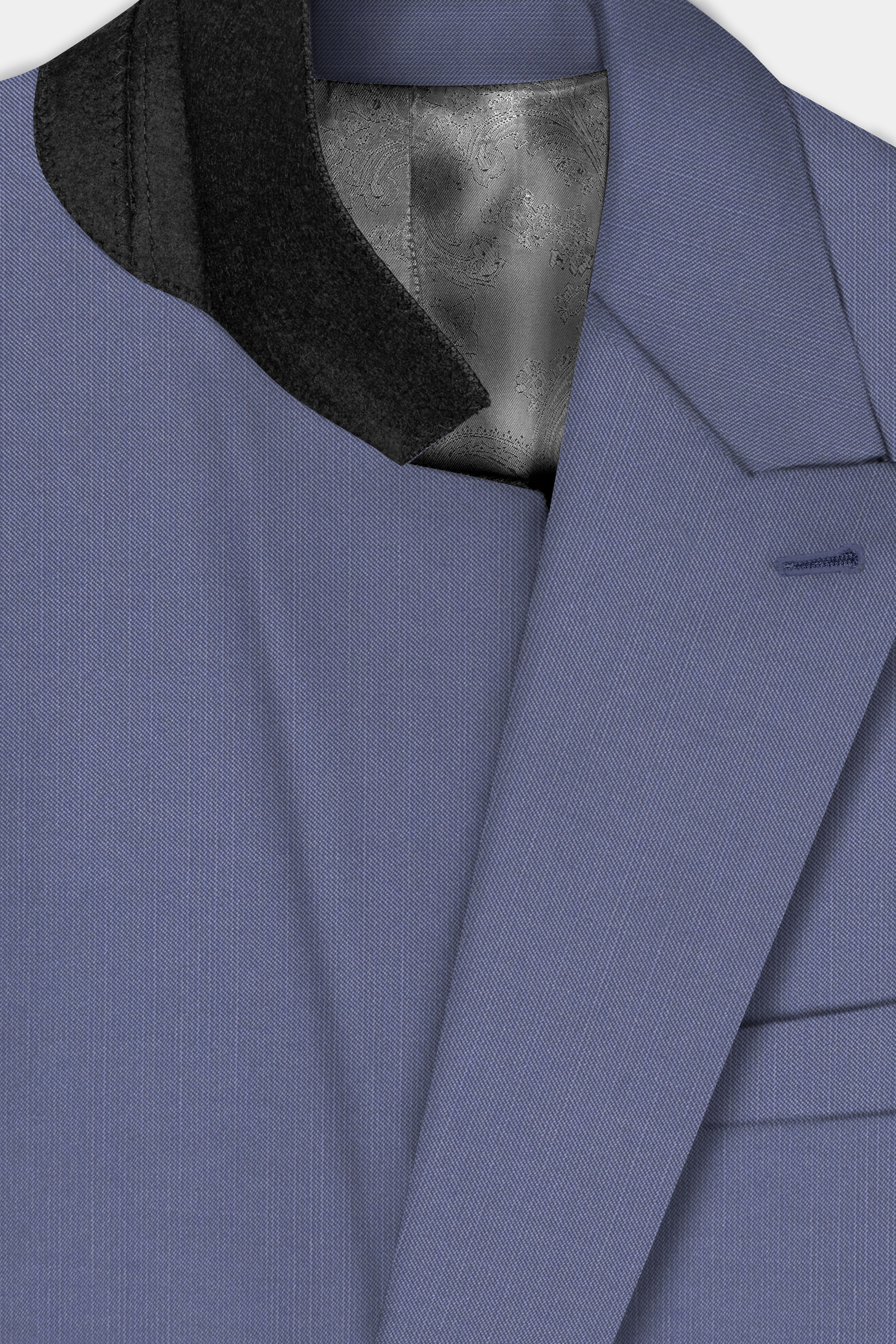 Zenith-Comet Blue Solid Wool Rich Double Breasted Stretchable traveler Suit