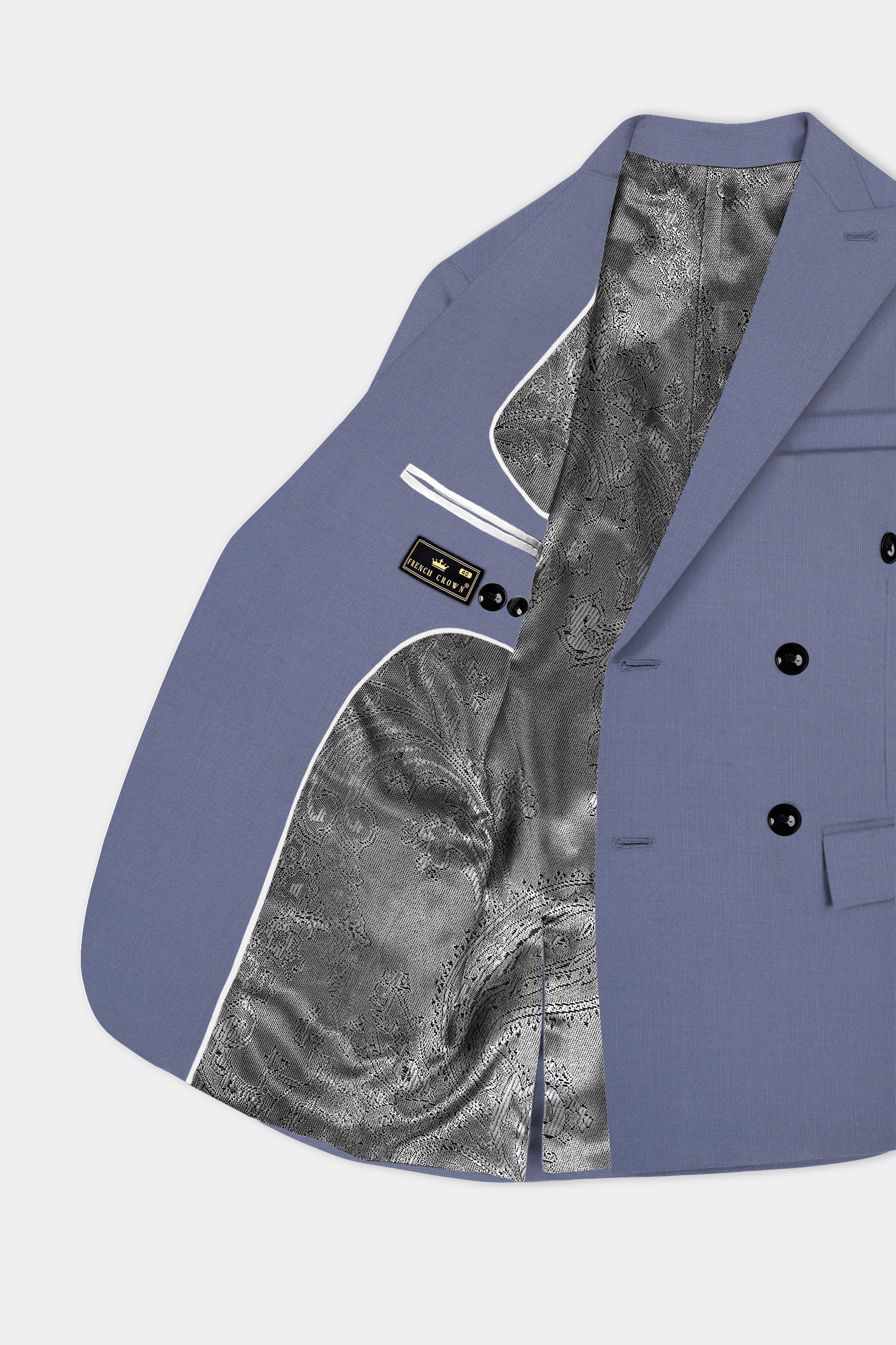 Zenith-Comet Gray Solid Wool Rich Double Breasted Slight Stretch Suit