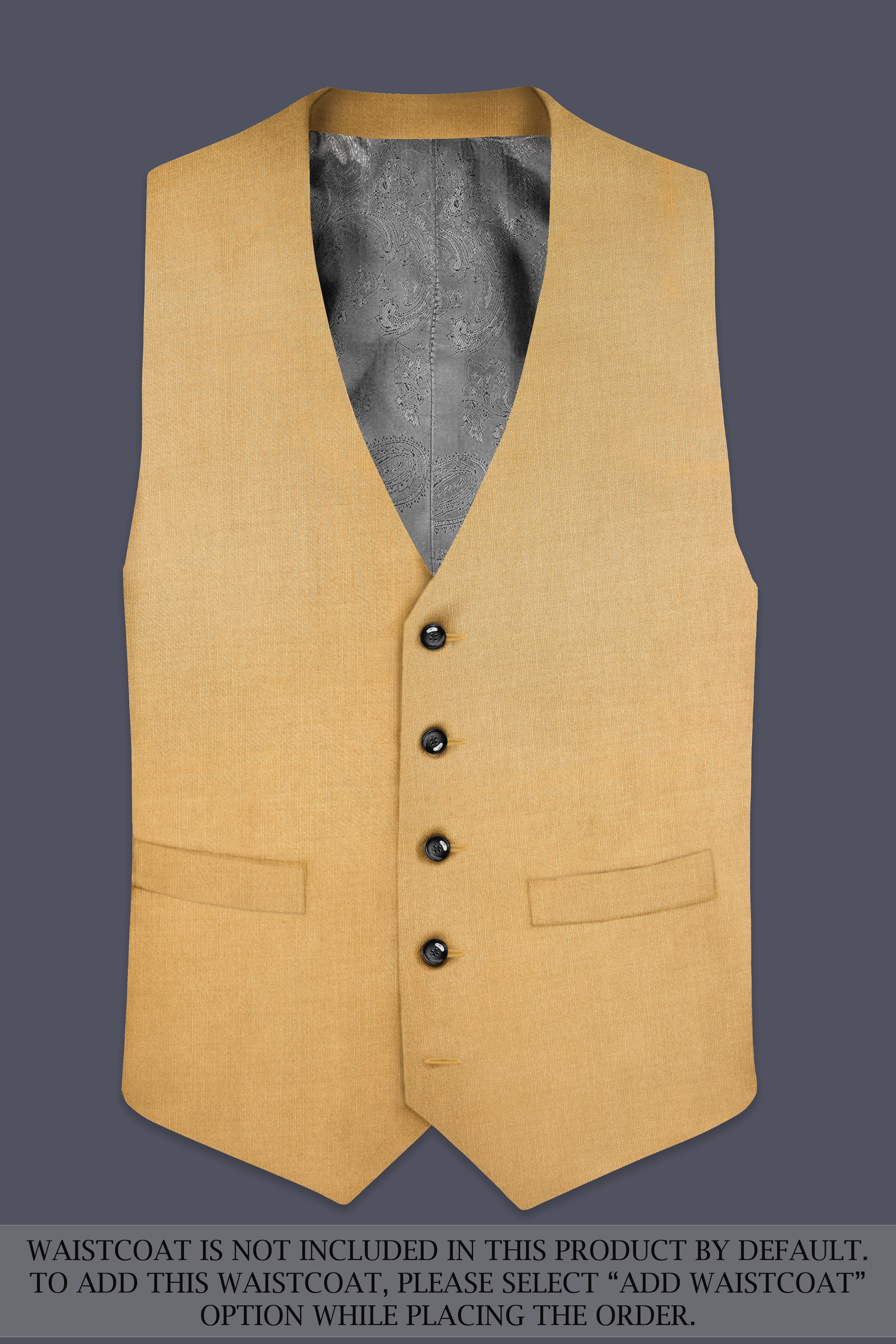 Marula-Desert Yellow Solid Wool Rich Double Breasted Stretchable traveler Suit