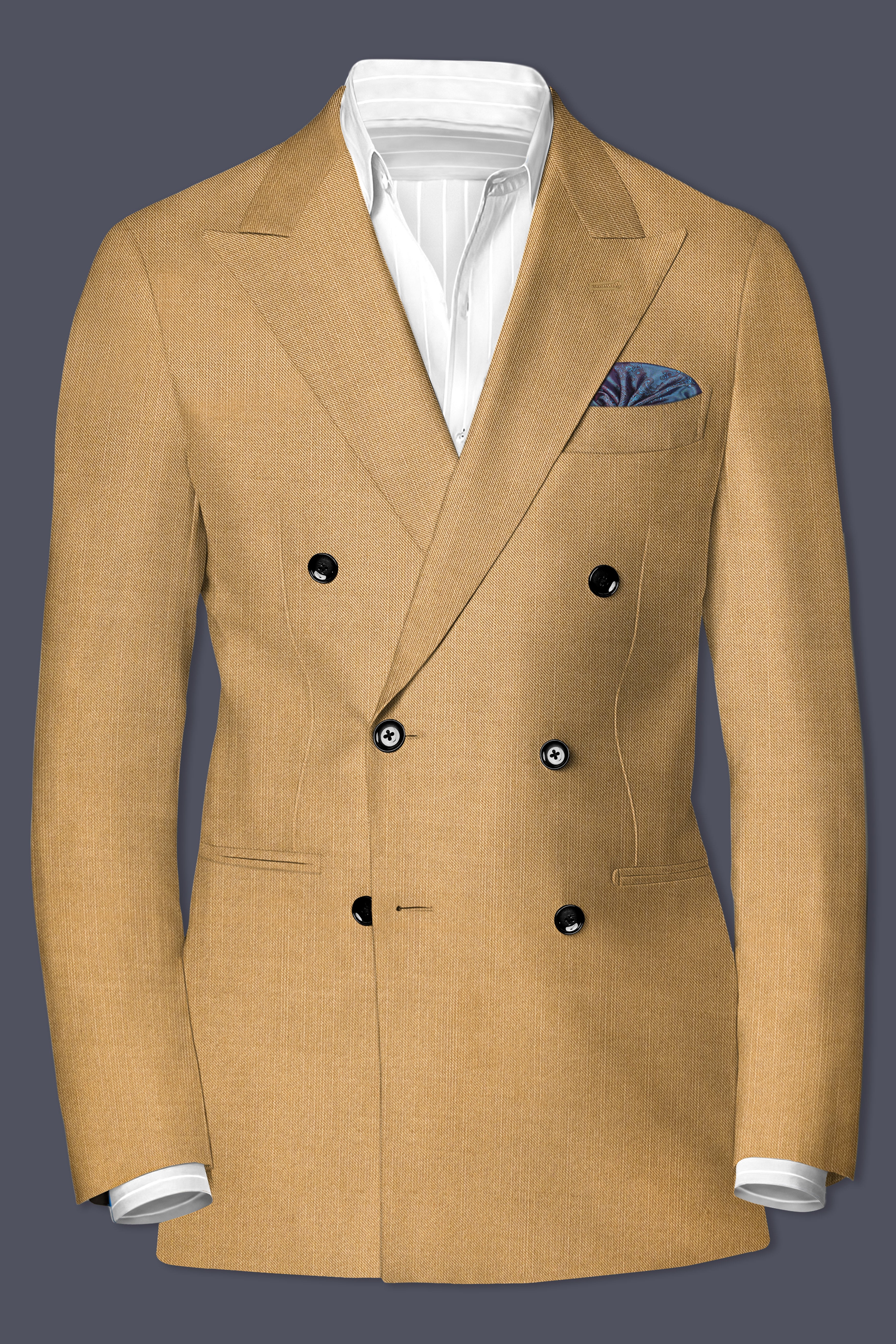 Sepia-Twine Brown Solid Wool Rich Double Breasted Stretchable traveler Suit