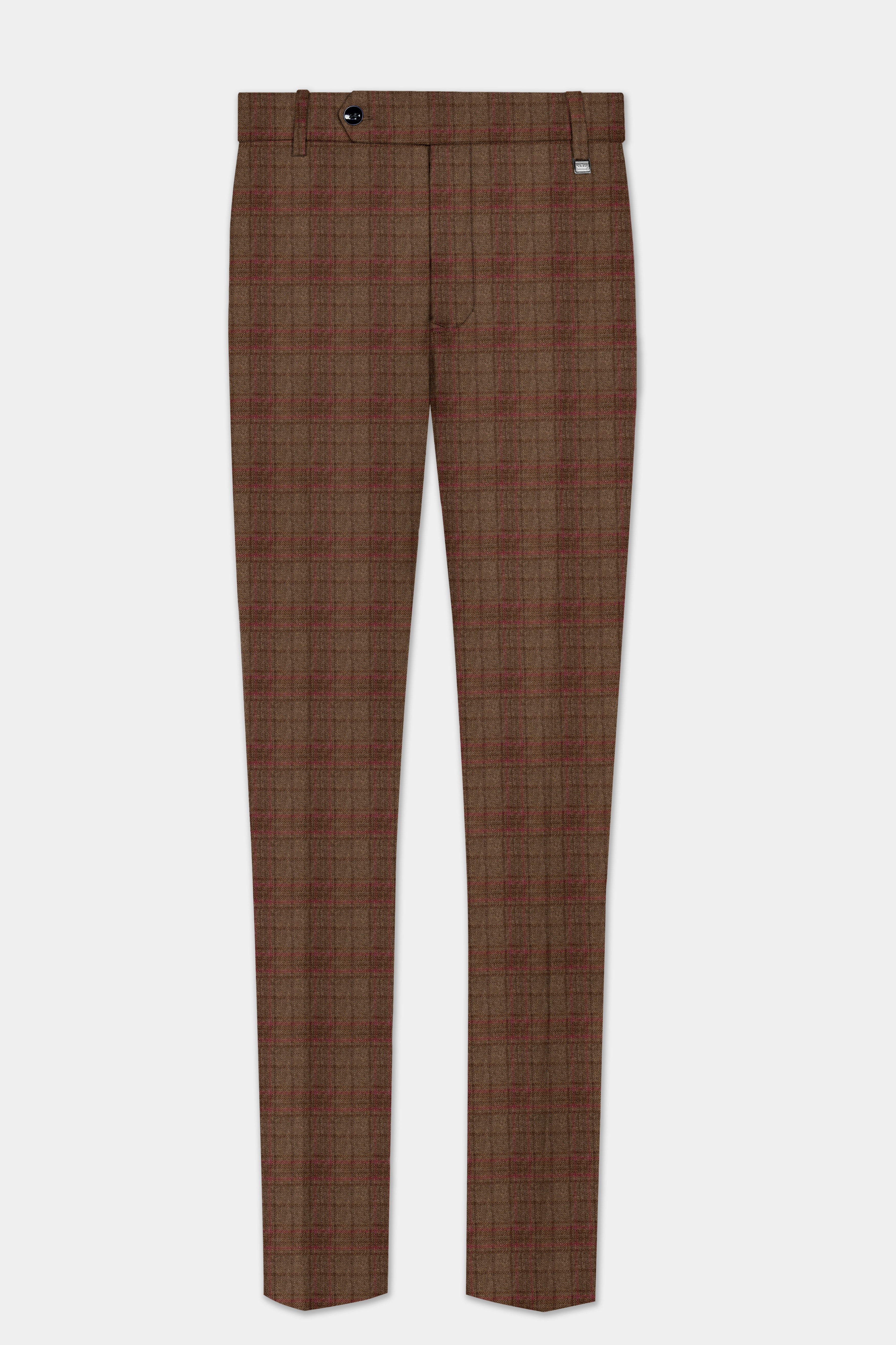 Cango Brown Plaid Wool Rich Single Breasted Suit