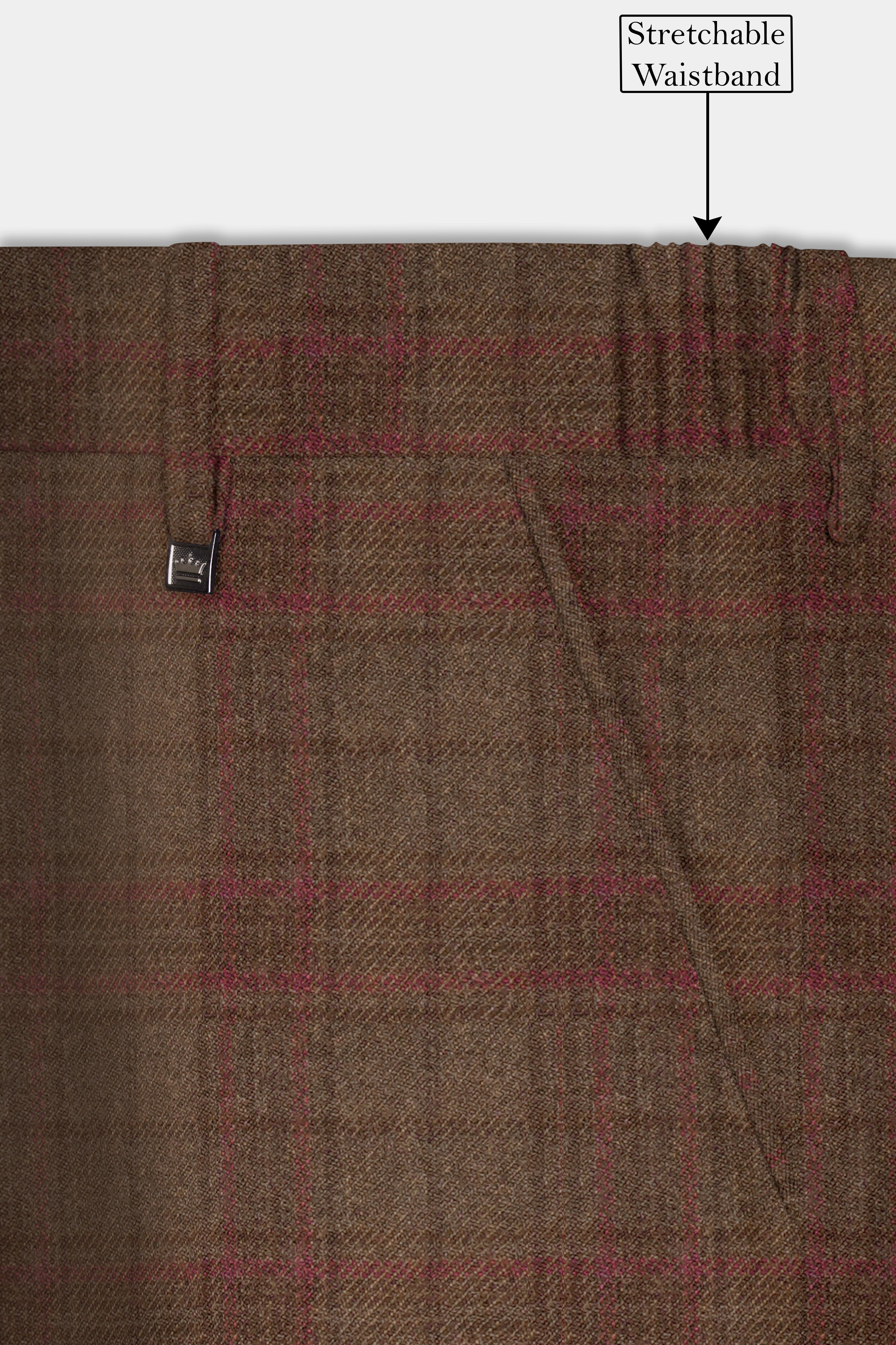 Cango Brown Plaid Wool Rich Single Breasted Suit