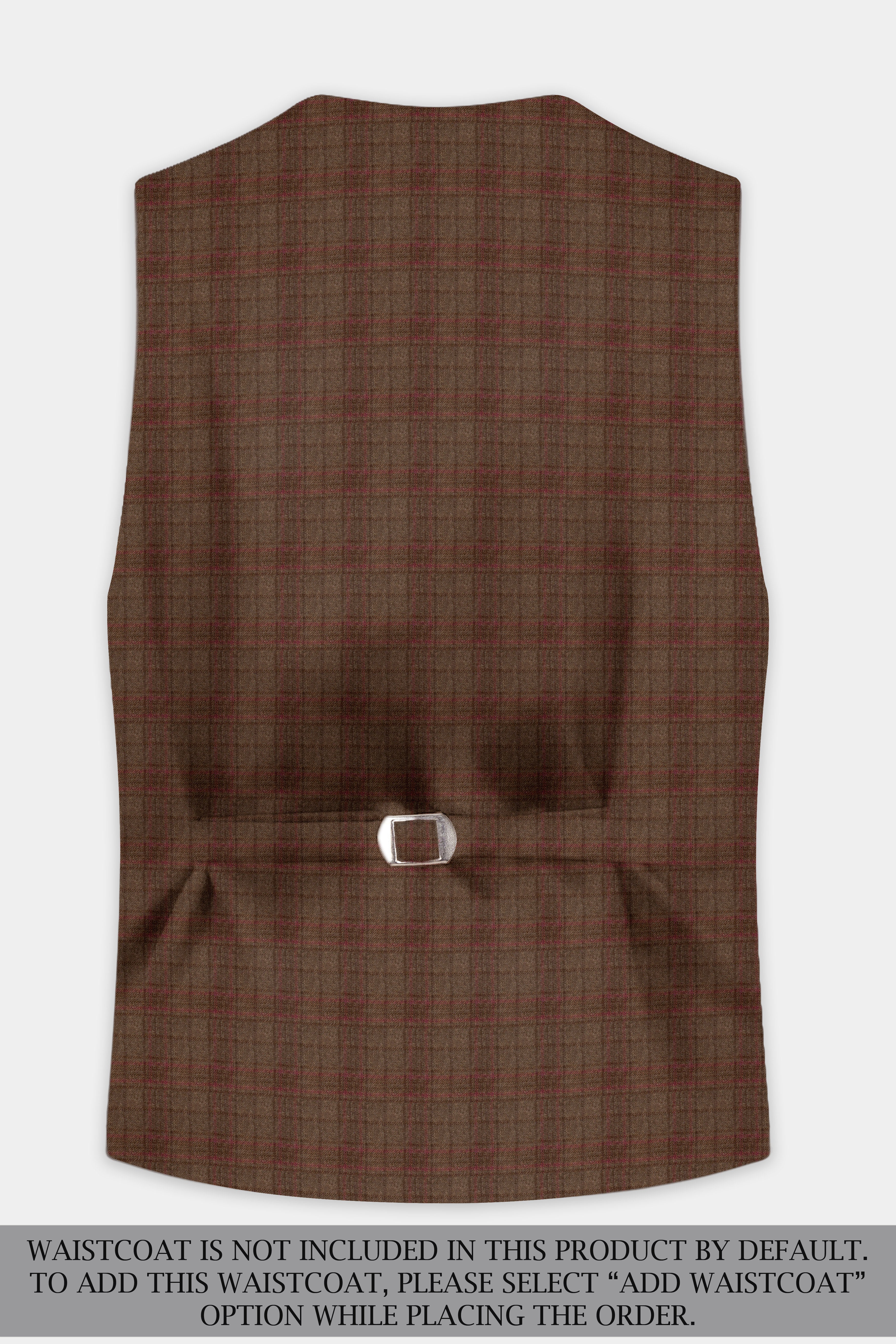 Cango Brown Plaid Wool Rich Single Breasted Suit