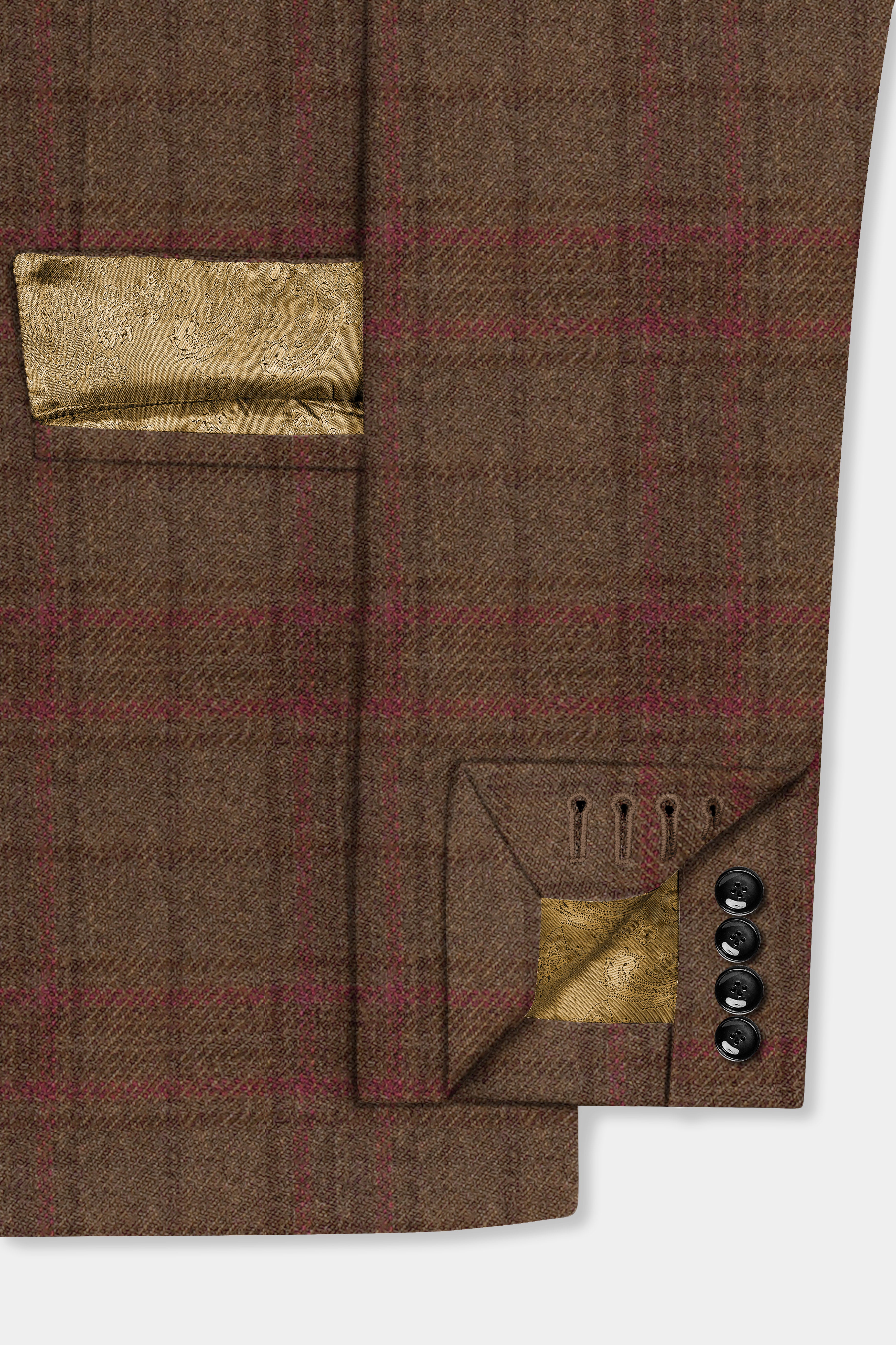 Cango Brown Plaid Wool Rich Single Breasted Suit
