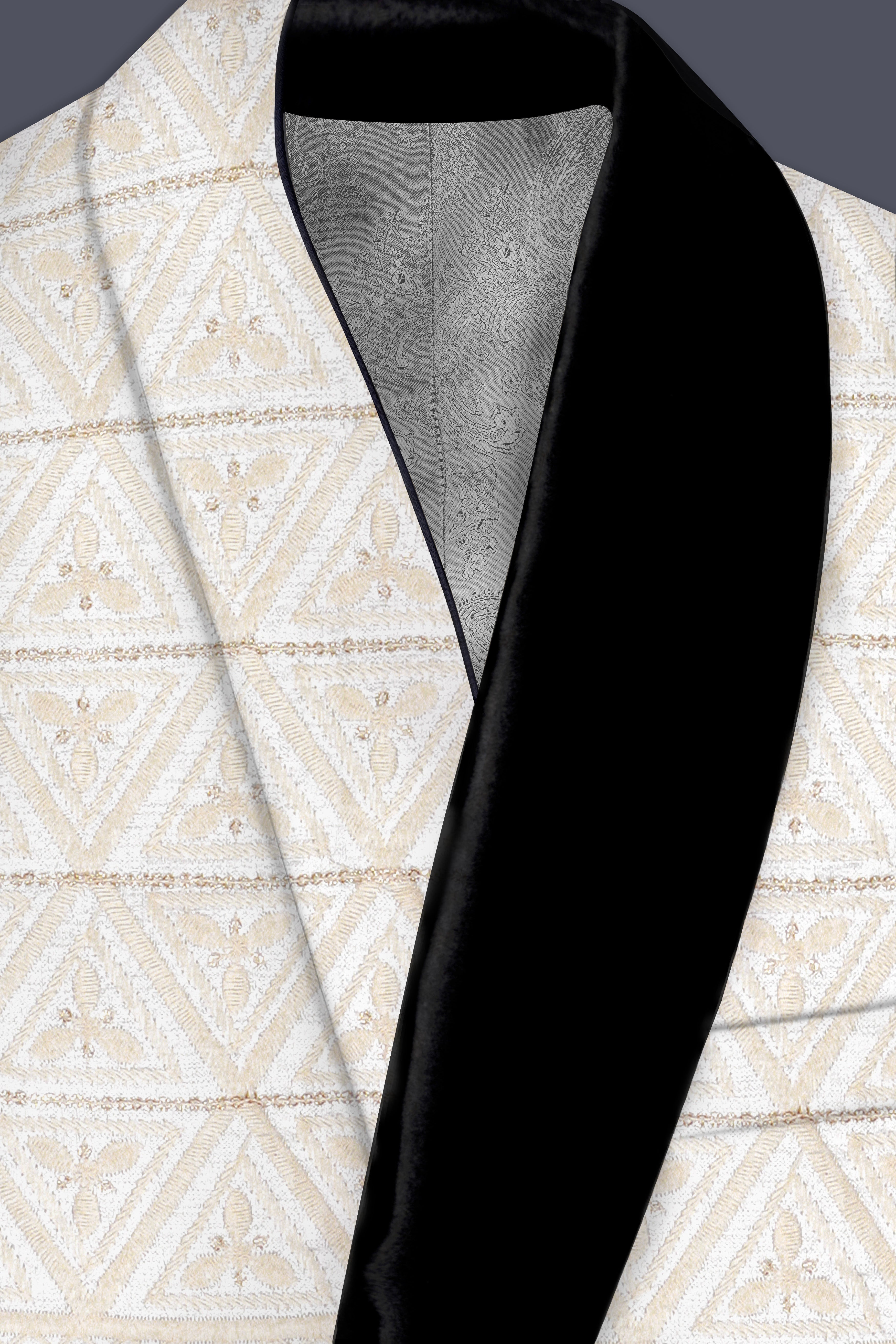 Bright White And Apricot Peach Multicolor Sequin and thread Embroidered Tuxedo Suit