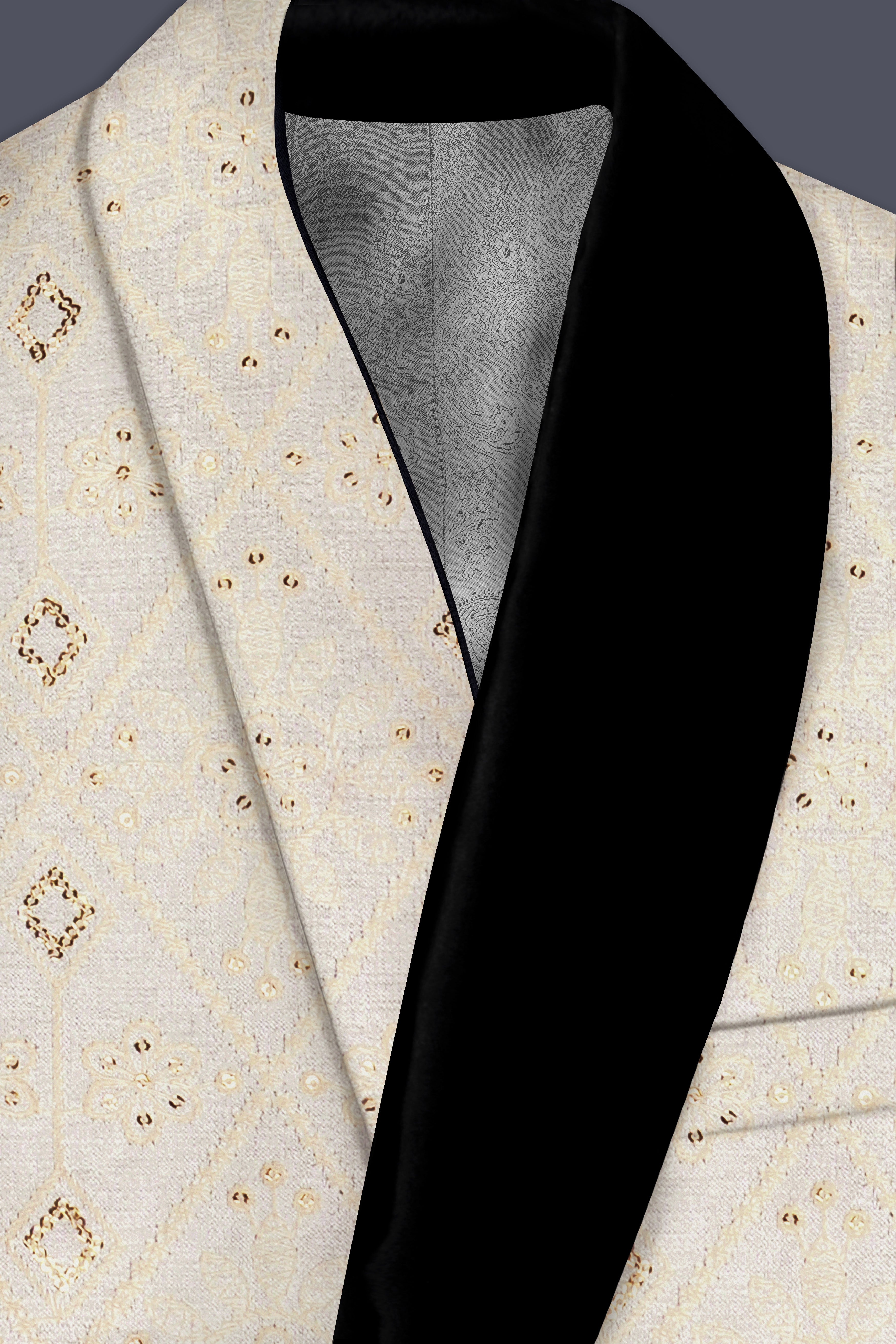 Marino Cream And Crimson Red Sequin and thread Embroidered Tuxedo Suit