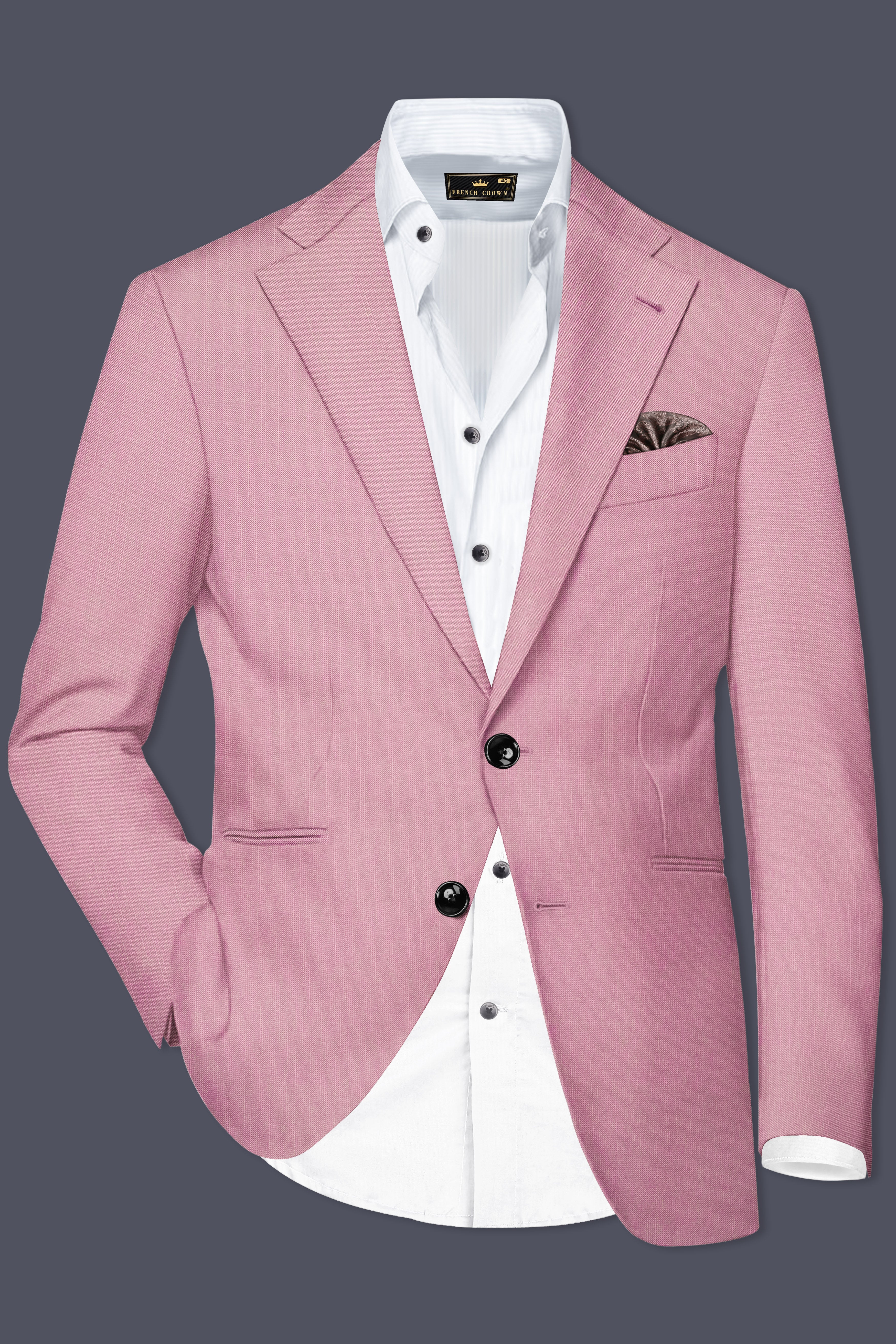 Viola Pink Solid Wool Rich Single Breasted Slight Stretch Suit