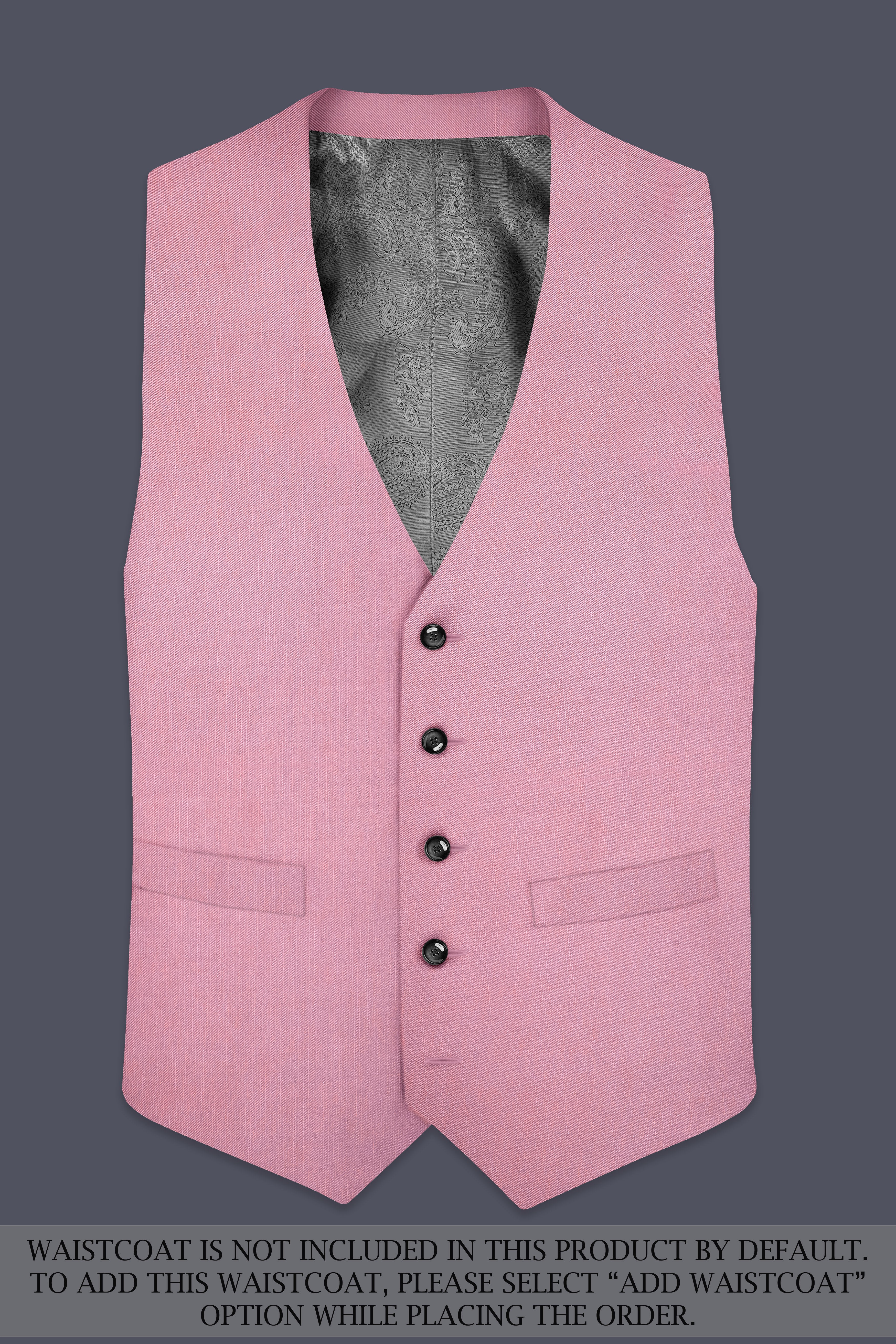 Viola Pink Solid Wool Rich Single Breasted Slight Stretch Suit
