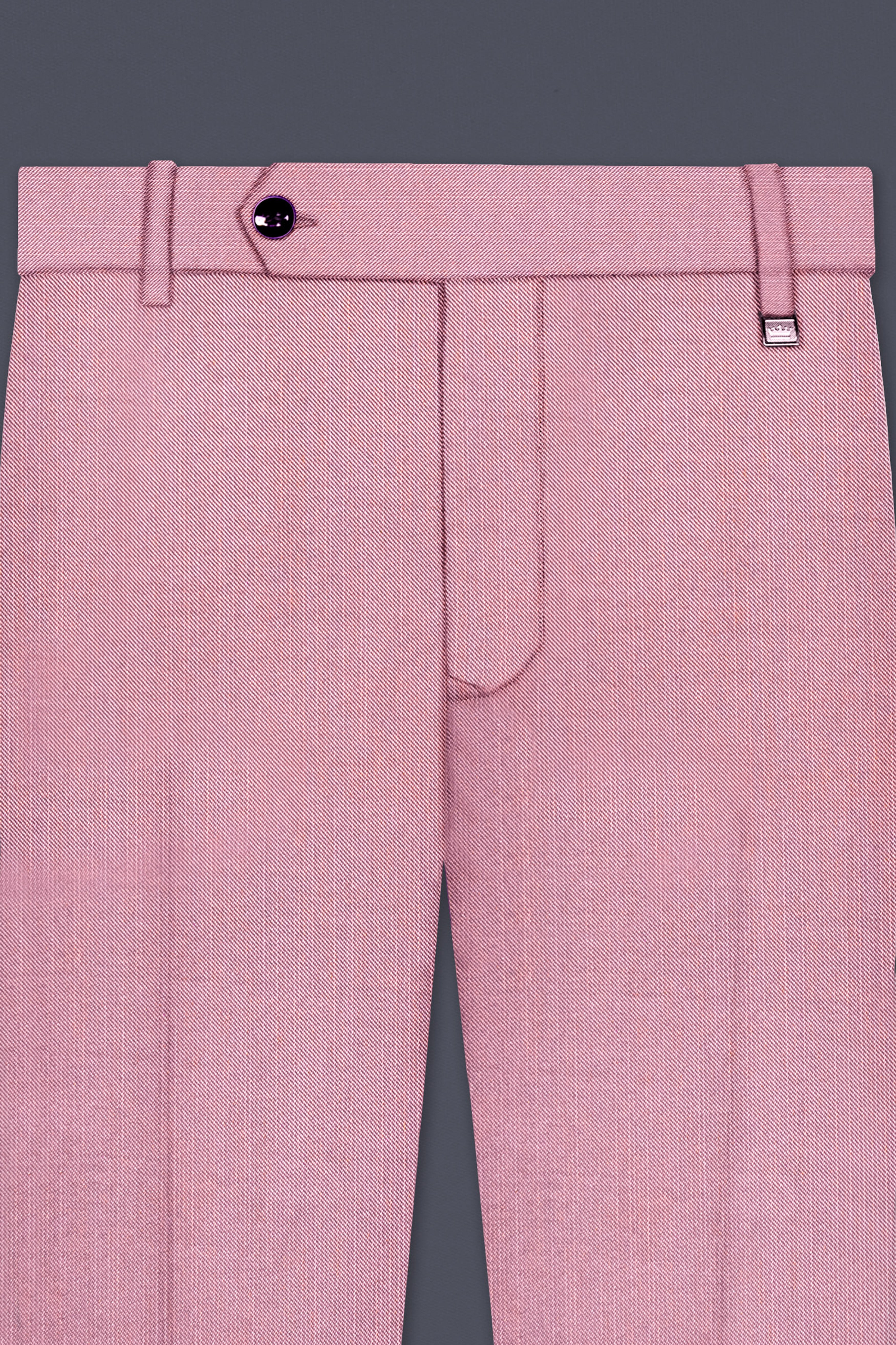 Viola Pink Solid Wool Rich Stretchable Waistband Pant