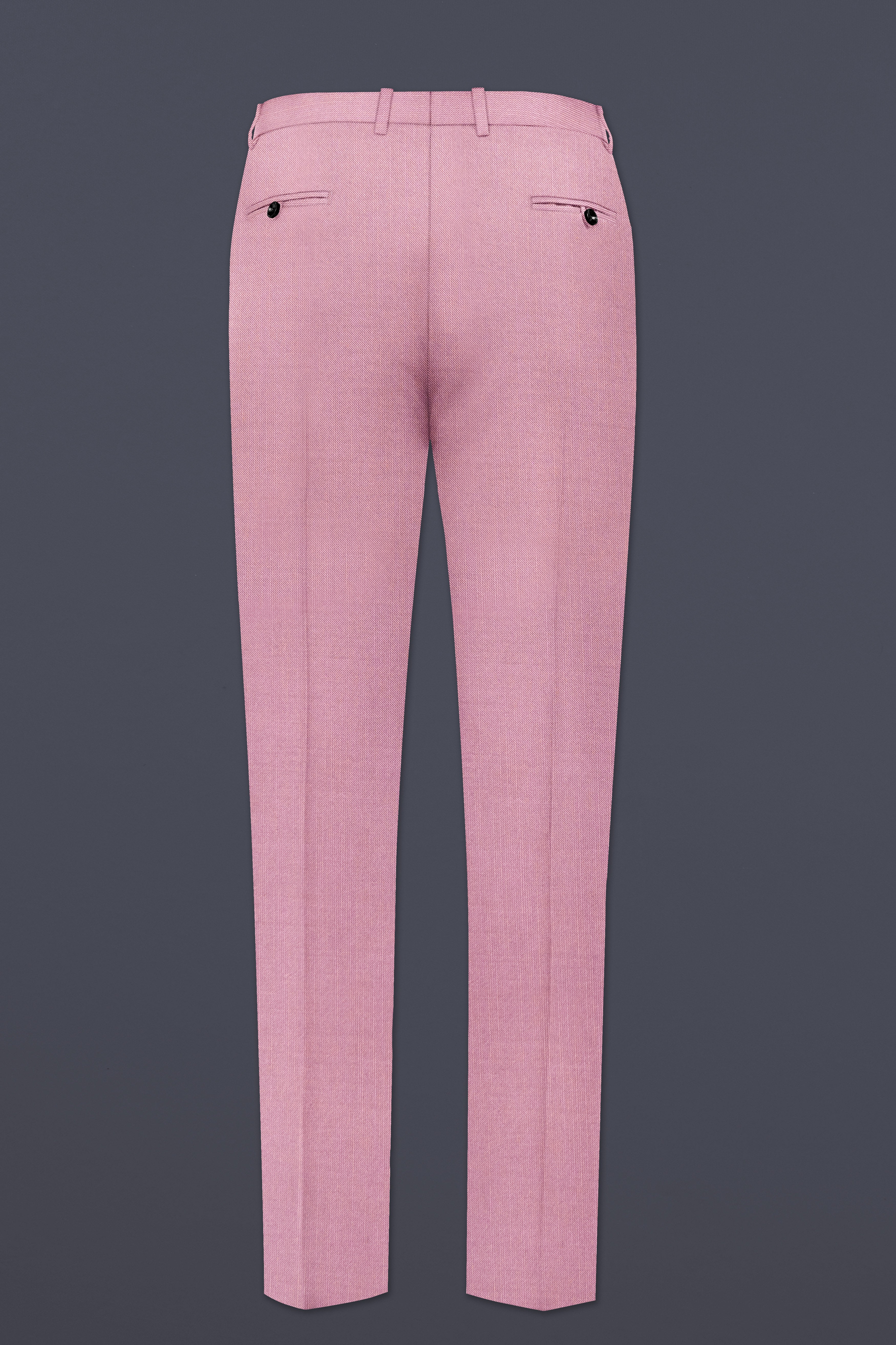 Viola Pink Solid Wool Rich Slight Stretch Waistband Pant