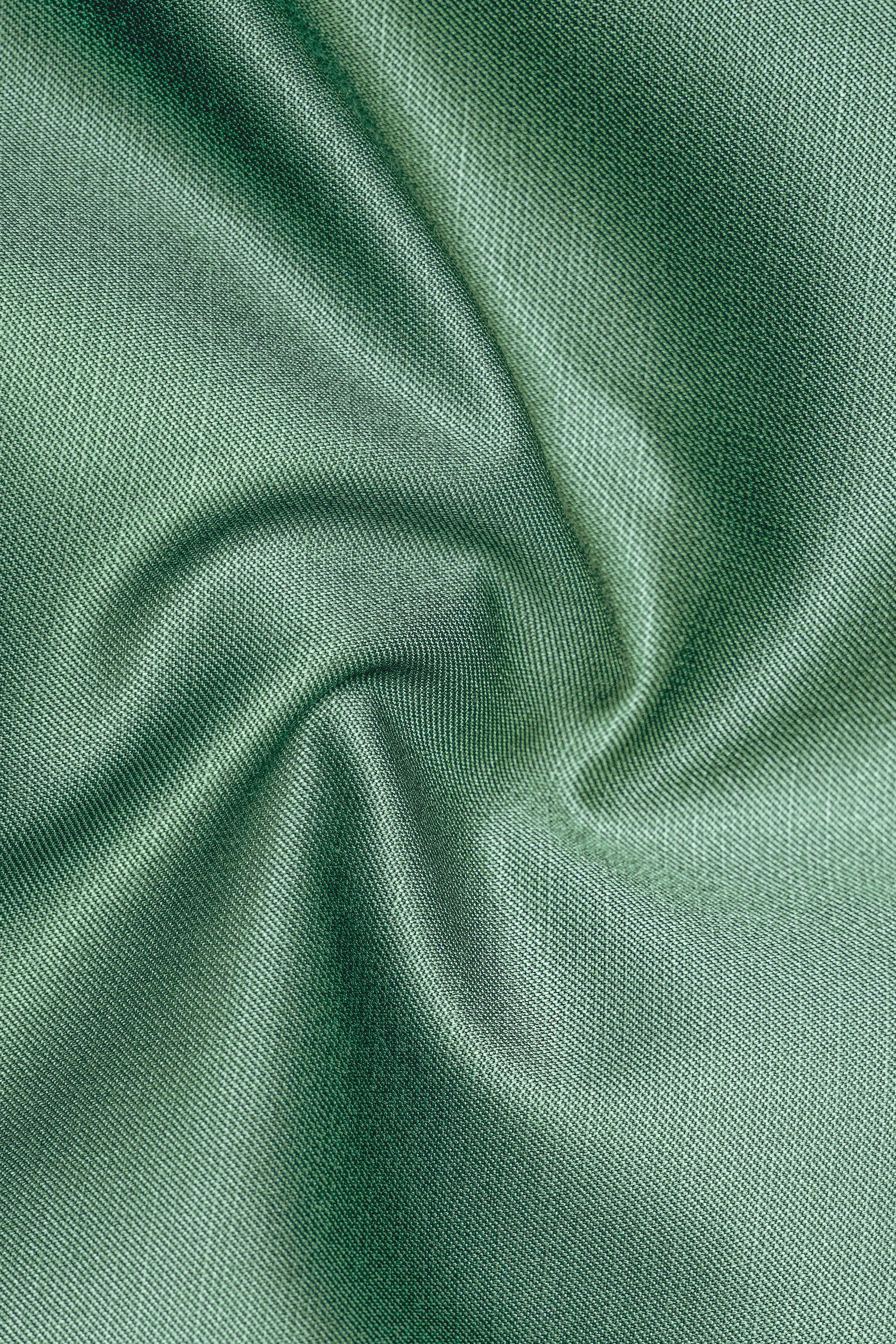 Viridian Green Solid Wool Rich Slight Stretch Waistband Pant