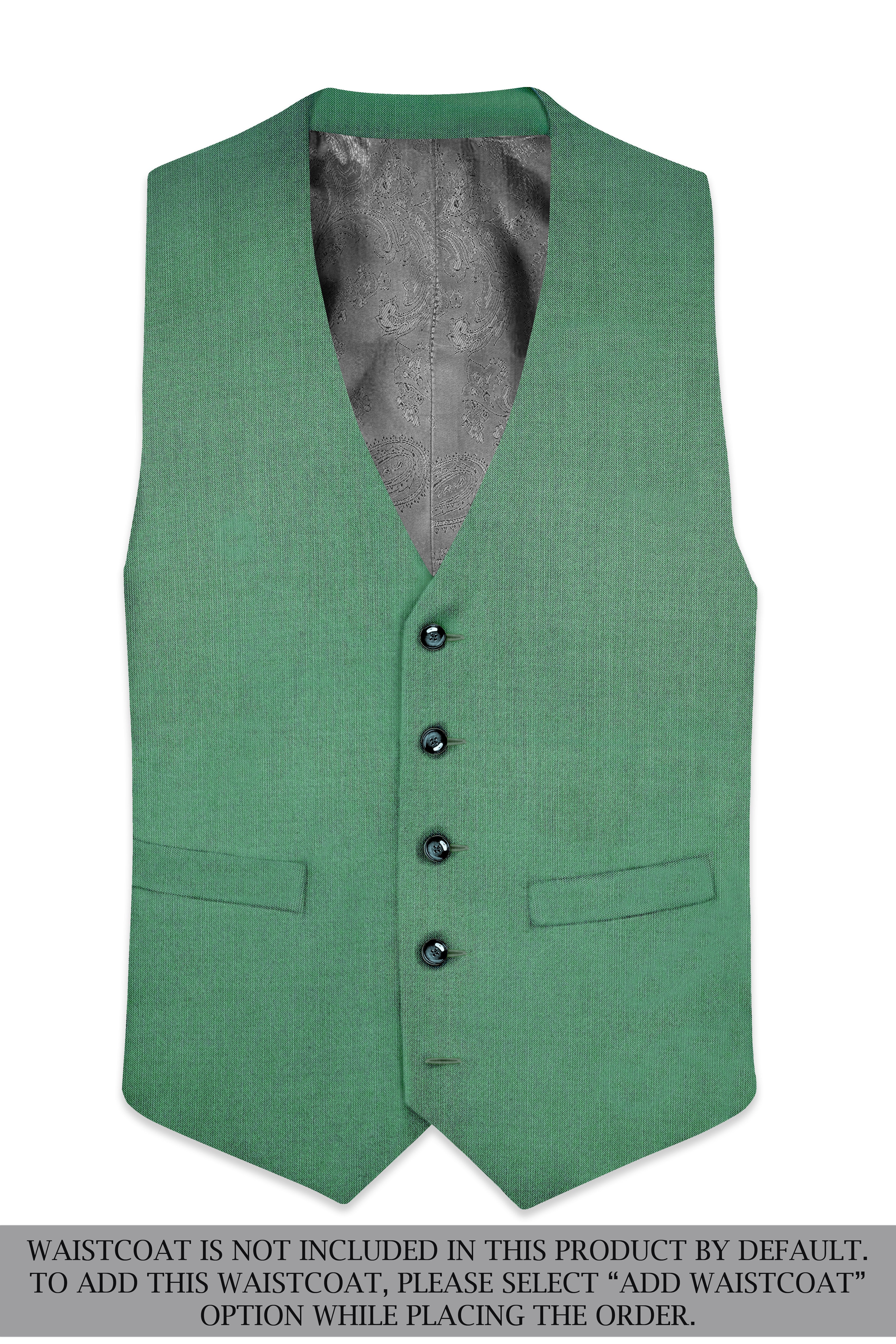 Viridian Green Solid Wool Rich Double Breasted Slight Stretch Suit