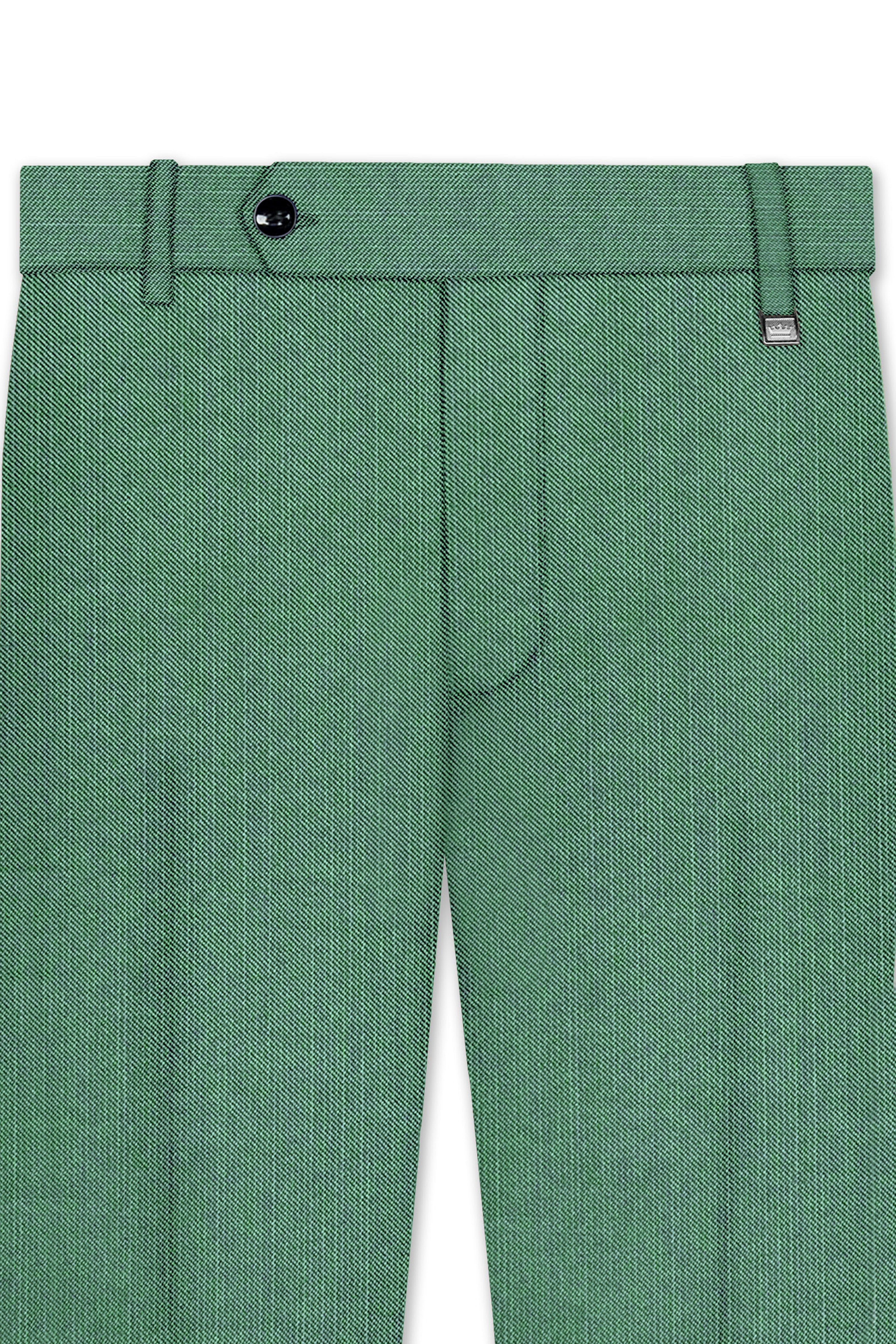 Viridian Green Solid Wool Rich Double Breasted Stretchable traveler Suit