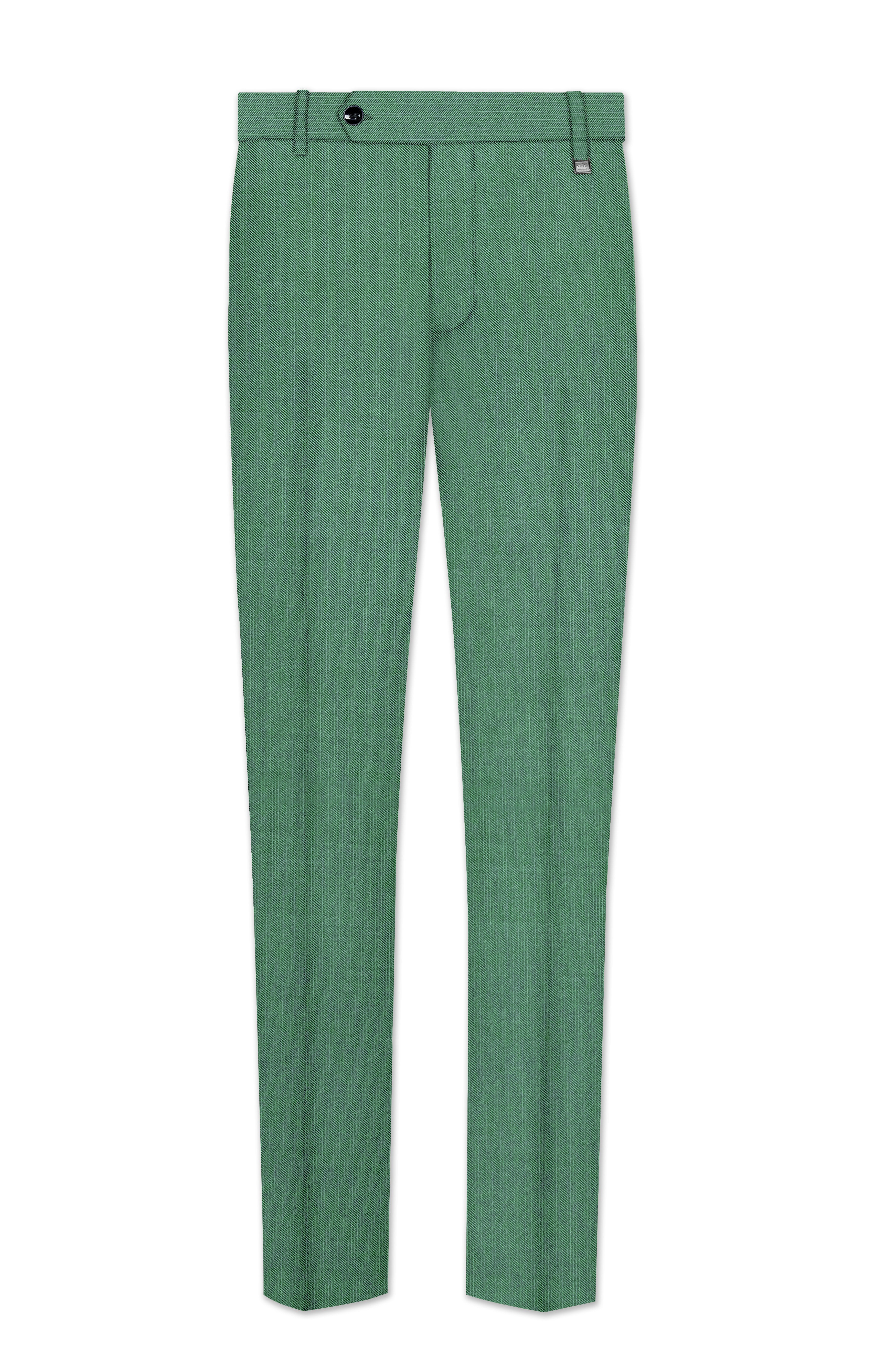 Viridian Green Solid Wool Rich Double Breasted Stretchable traveler Suit