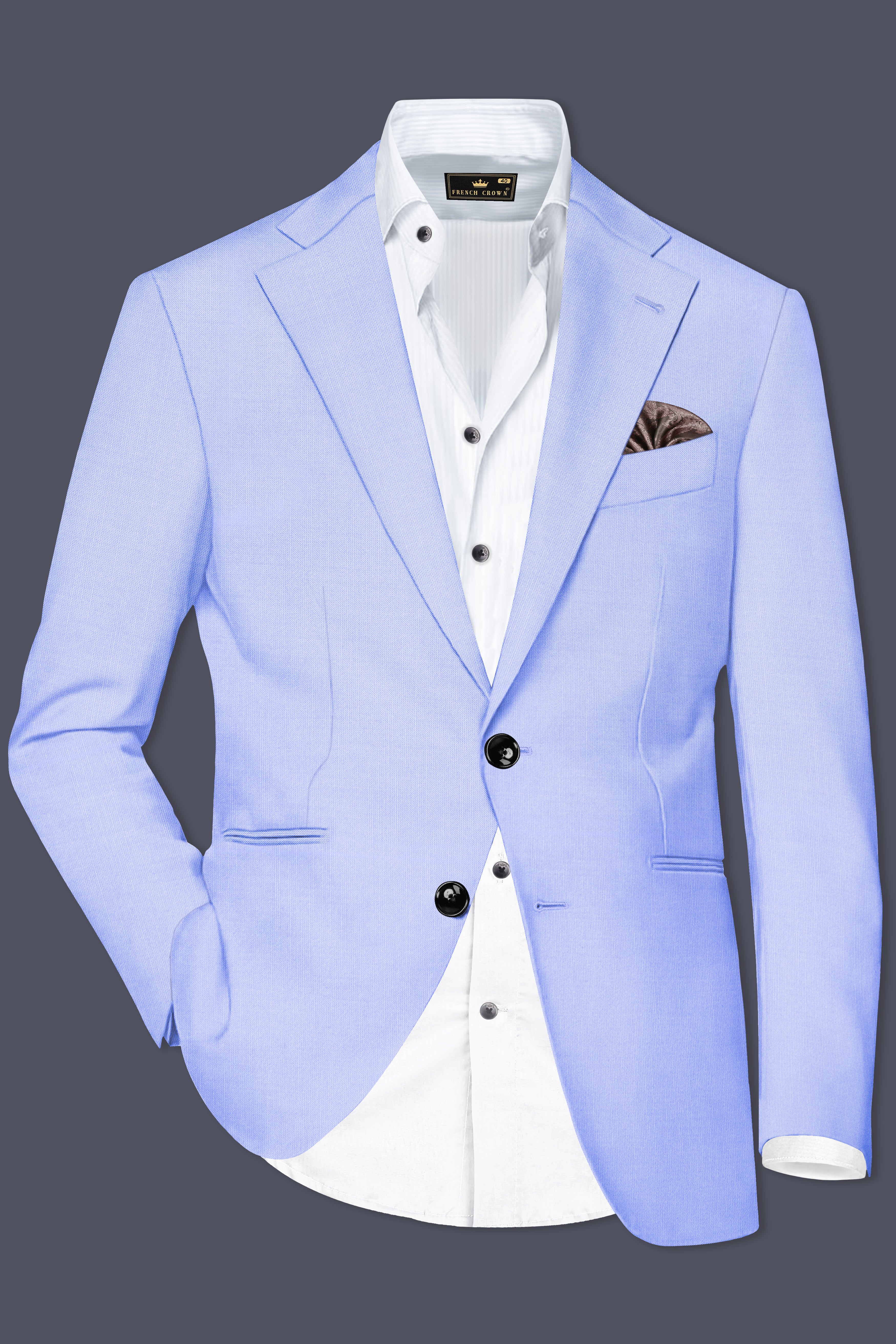 Periwinkle Blue Solid Wool Rich Single Breasted Stretchable traveler Suit