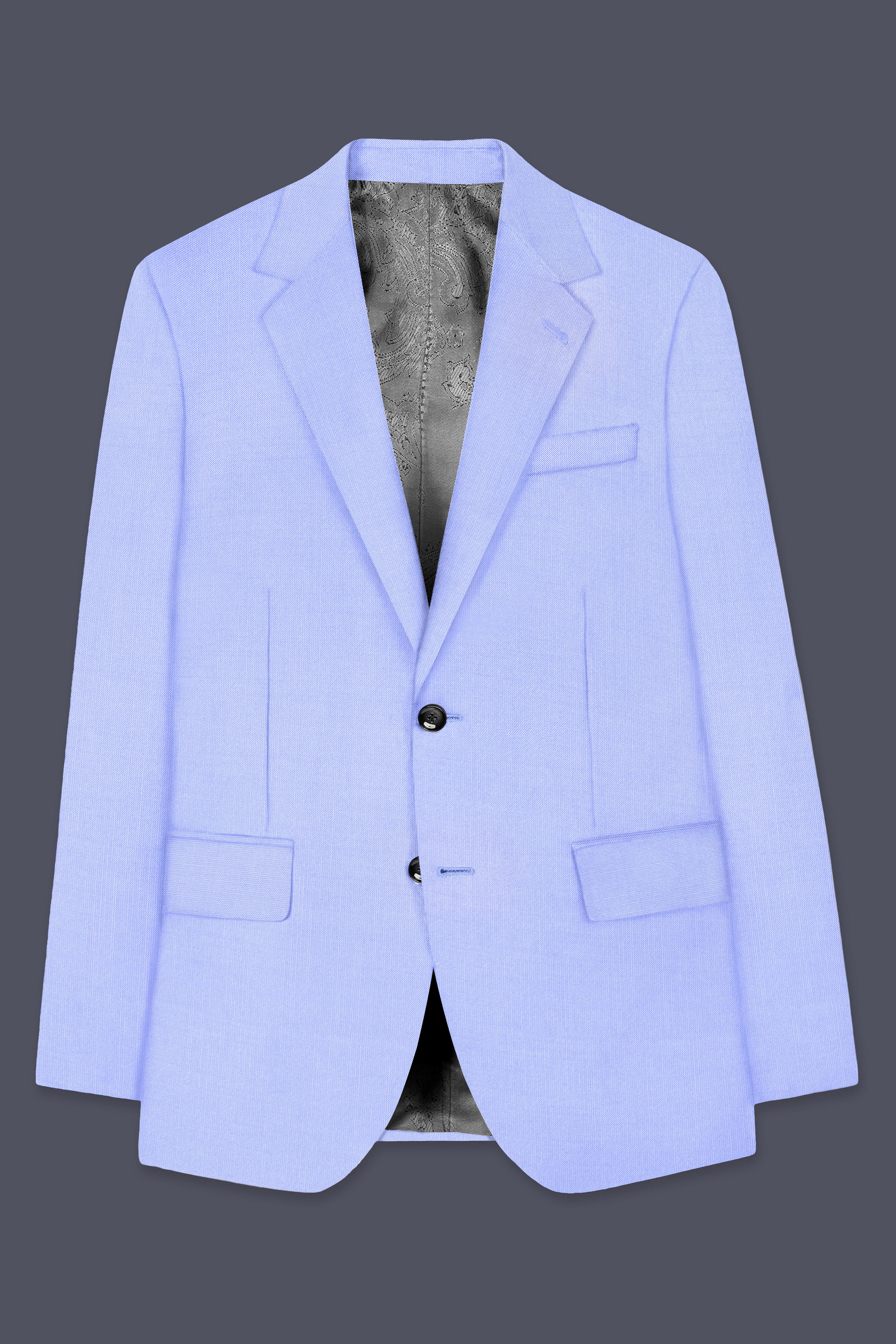 Periwinkle Blue Solid Wool Rich Single Breasted Stretchable traveler Suit
