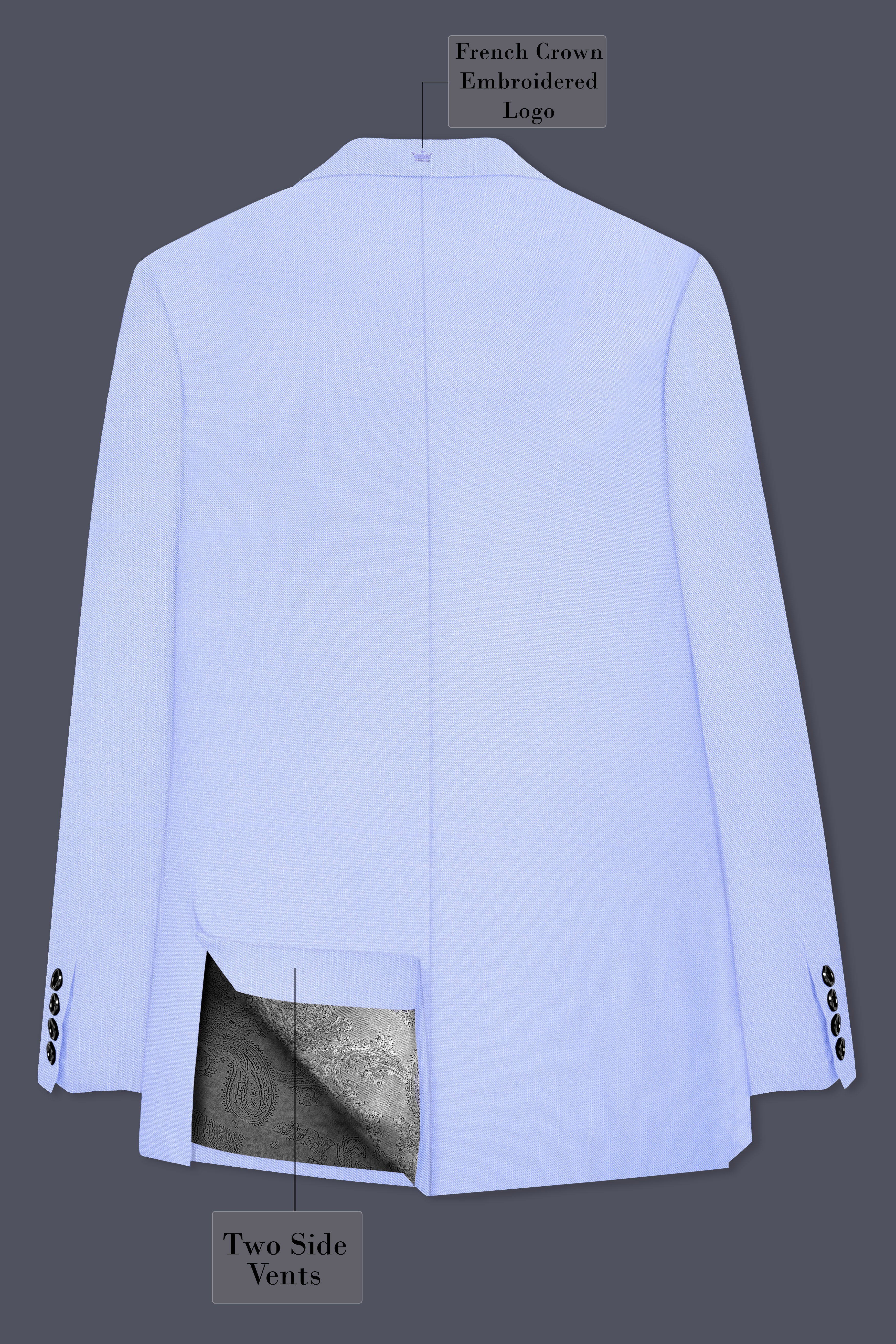 Periwinkle Blue Solid Wool Rich Single Breasted Stretchable traveler Suit
