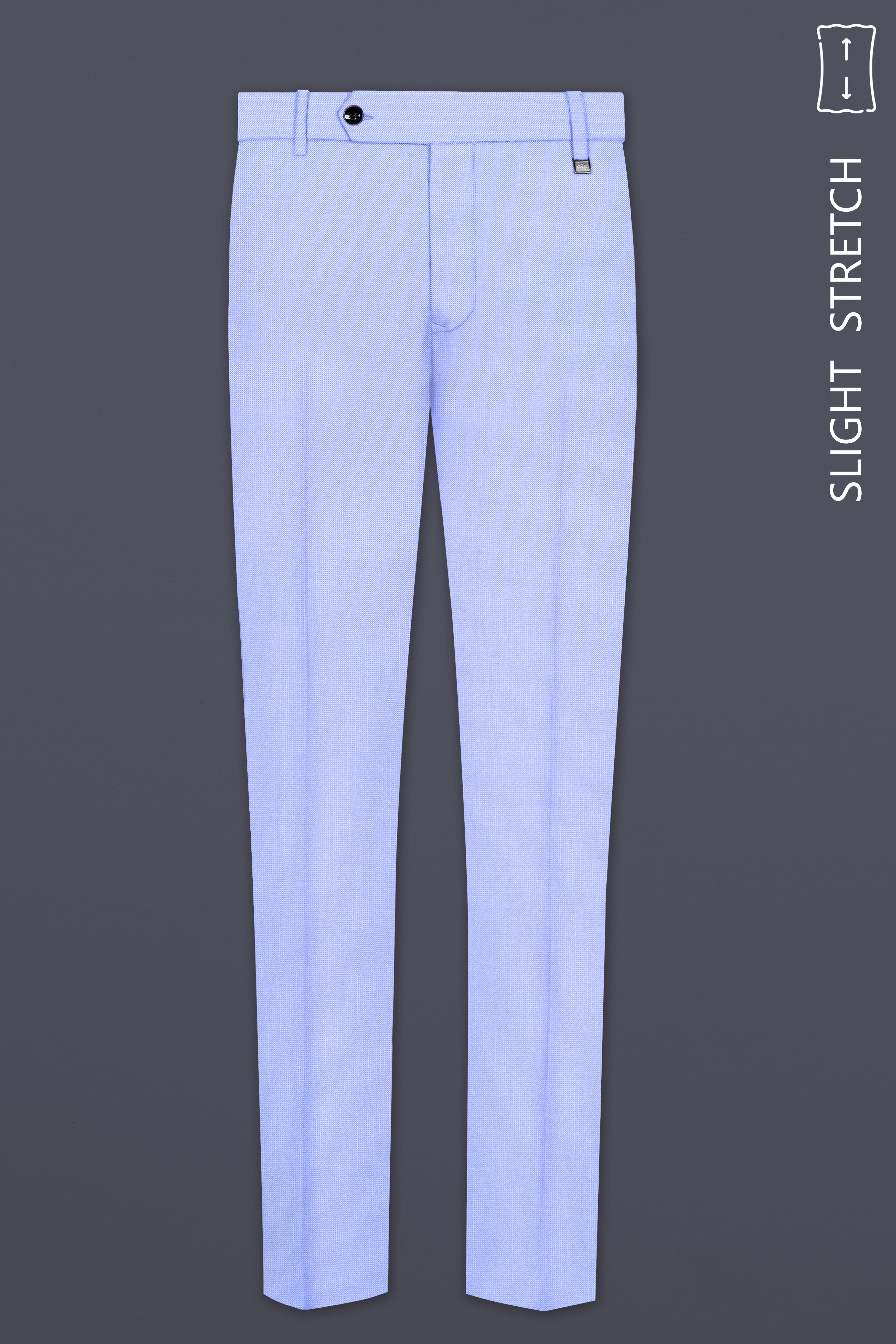 Periwinkle Blue Solid Wool Rich Slight Stretch Waistband Pant