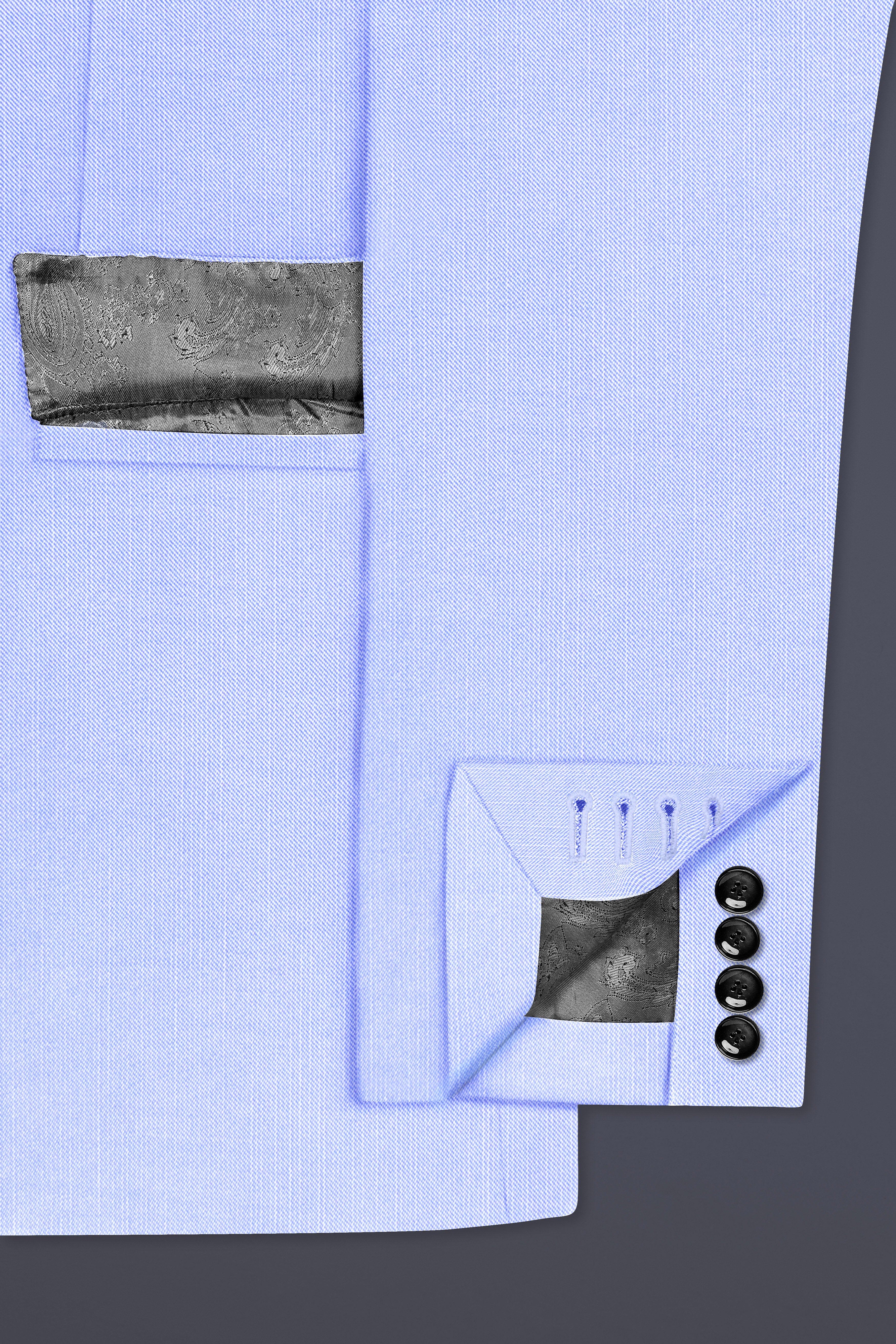 Periwinkle Blue Solid Wool Rich Double Breasted Slight Stretch Suit