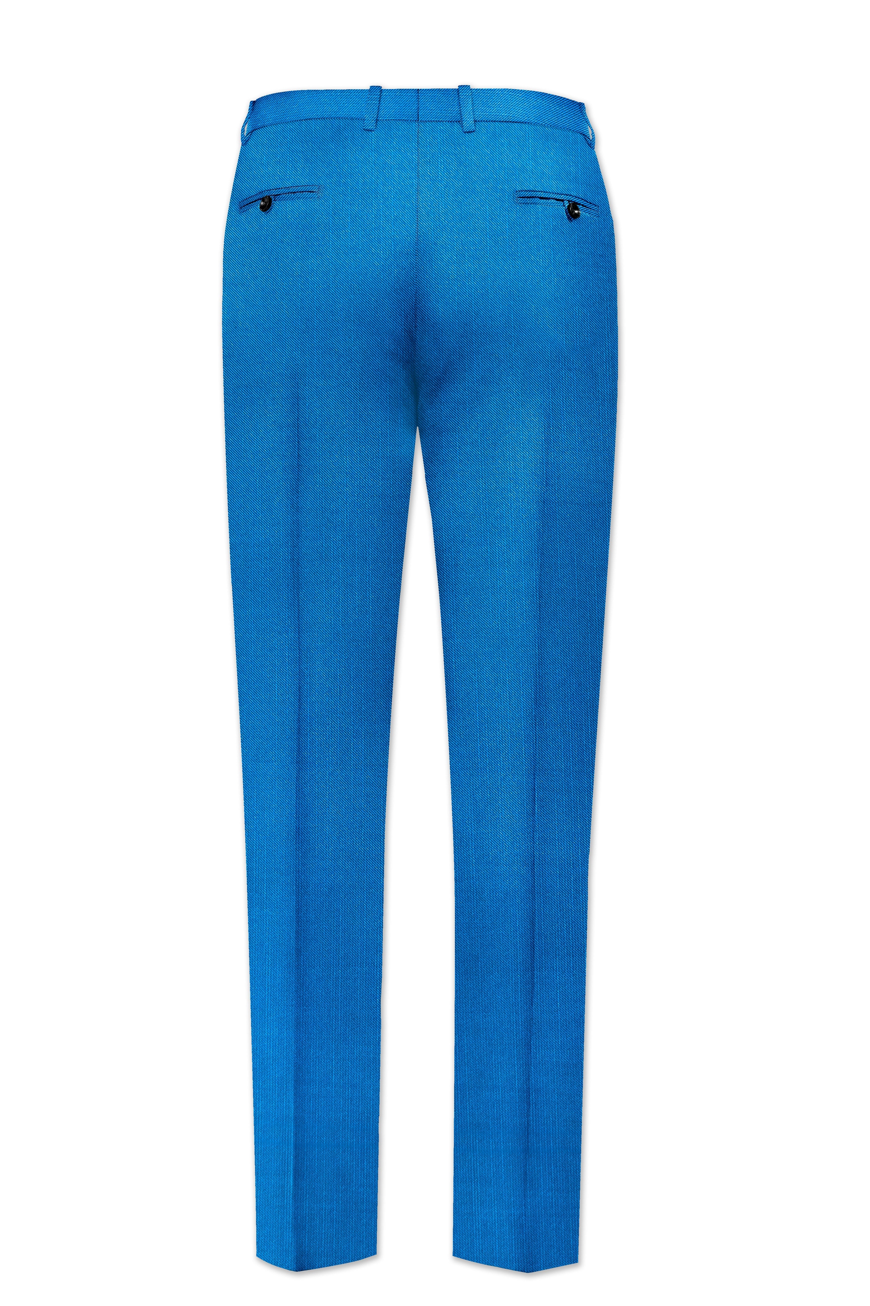 Azure-Venice Blue Wool Rich Tuxedo Slight Stretch Suit