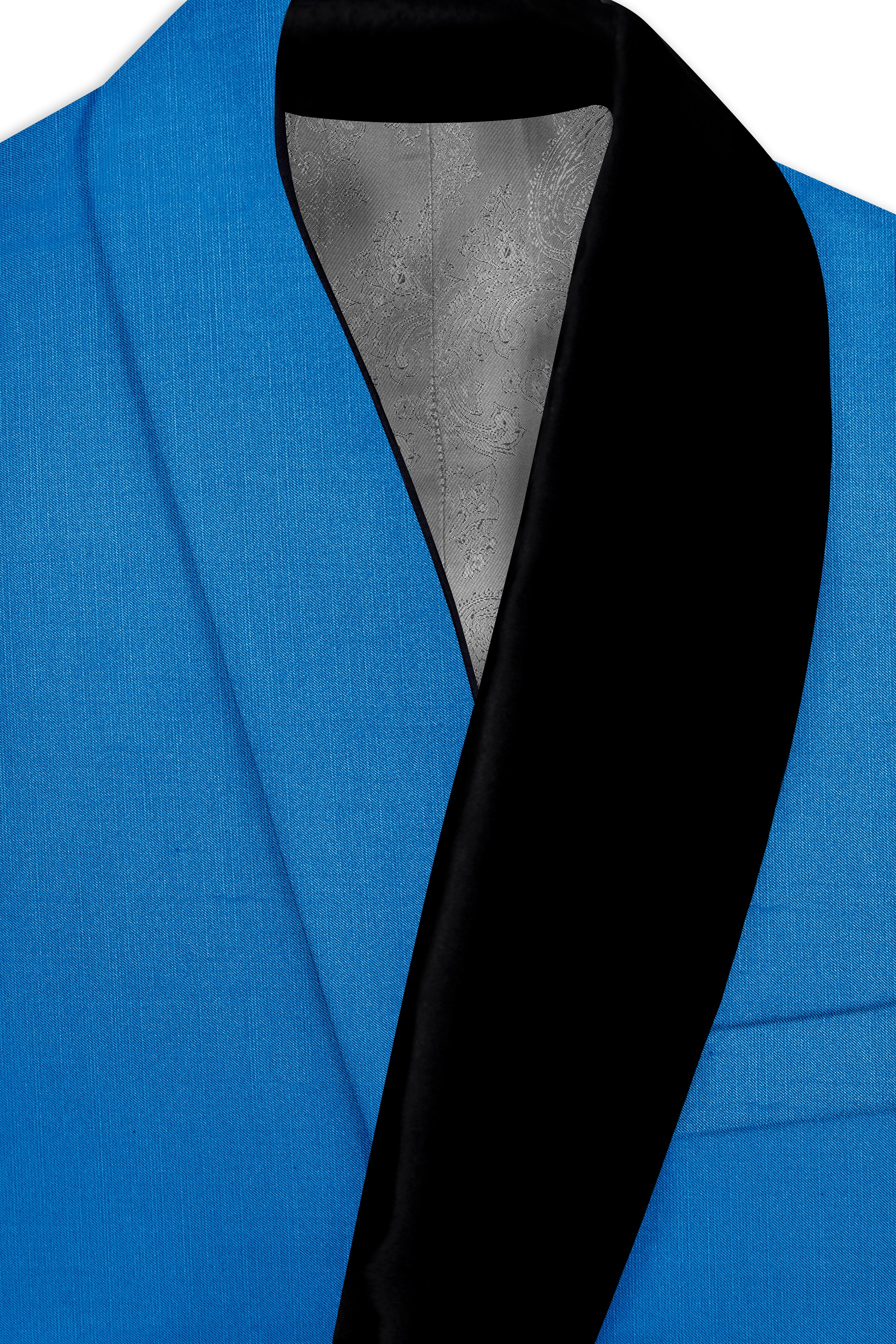 Azure-Venice Blue Wool Rich Tuxedo Slight Stretch Suit
