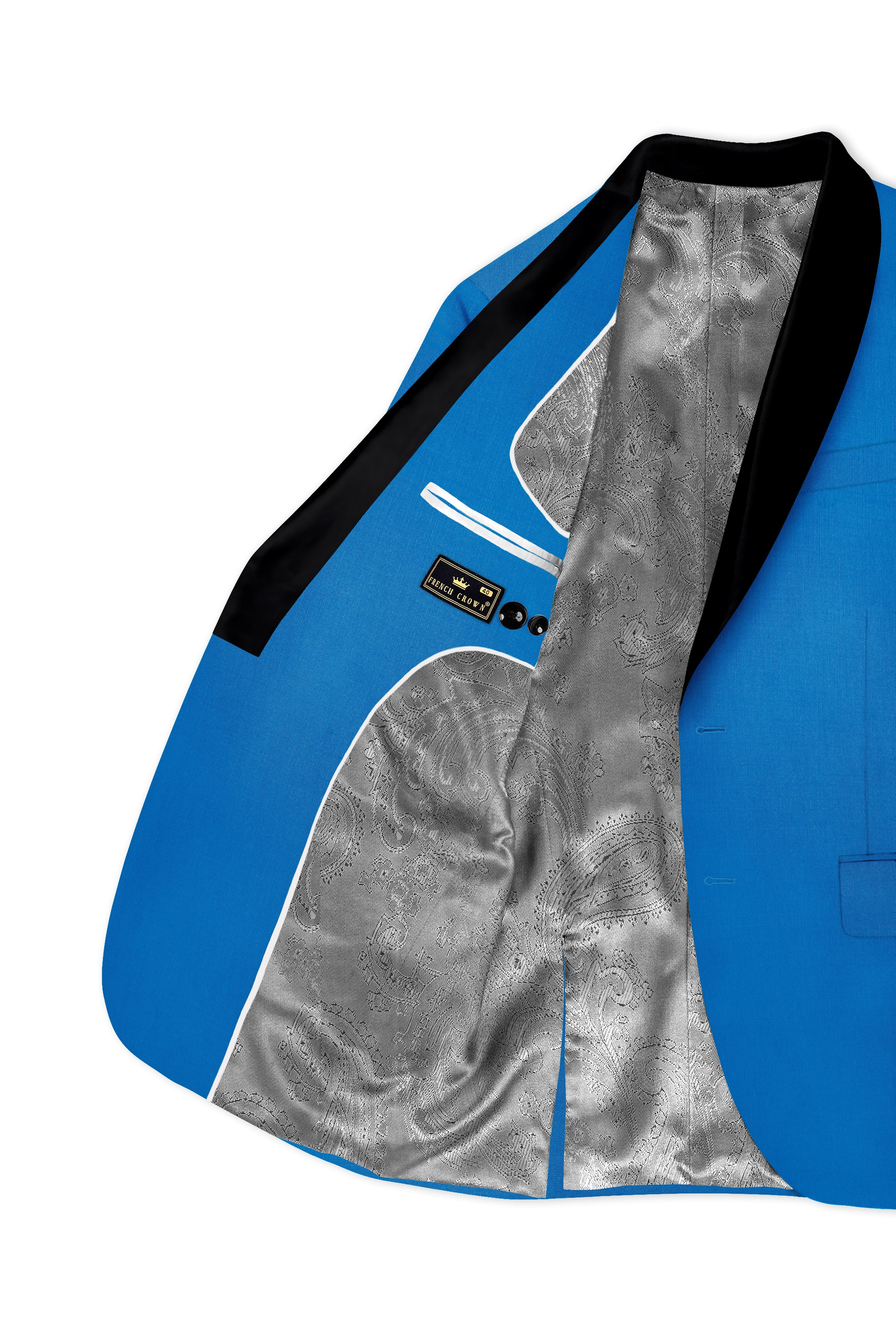 Azure-Venice Blue Wool Rich Tuxedo Slight Stretch Suit