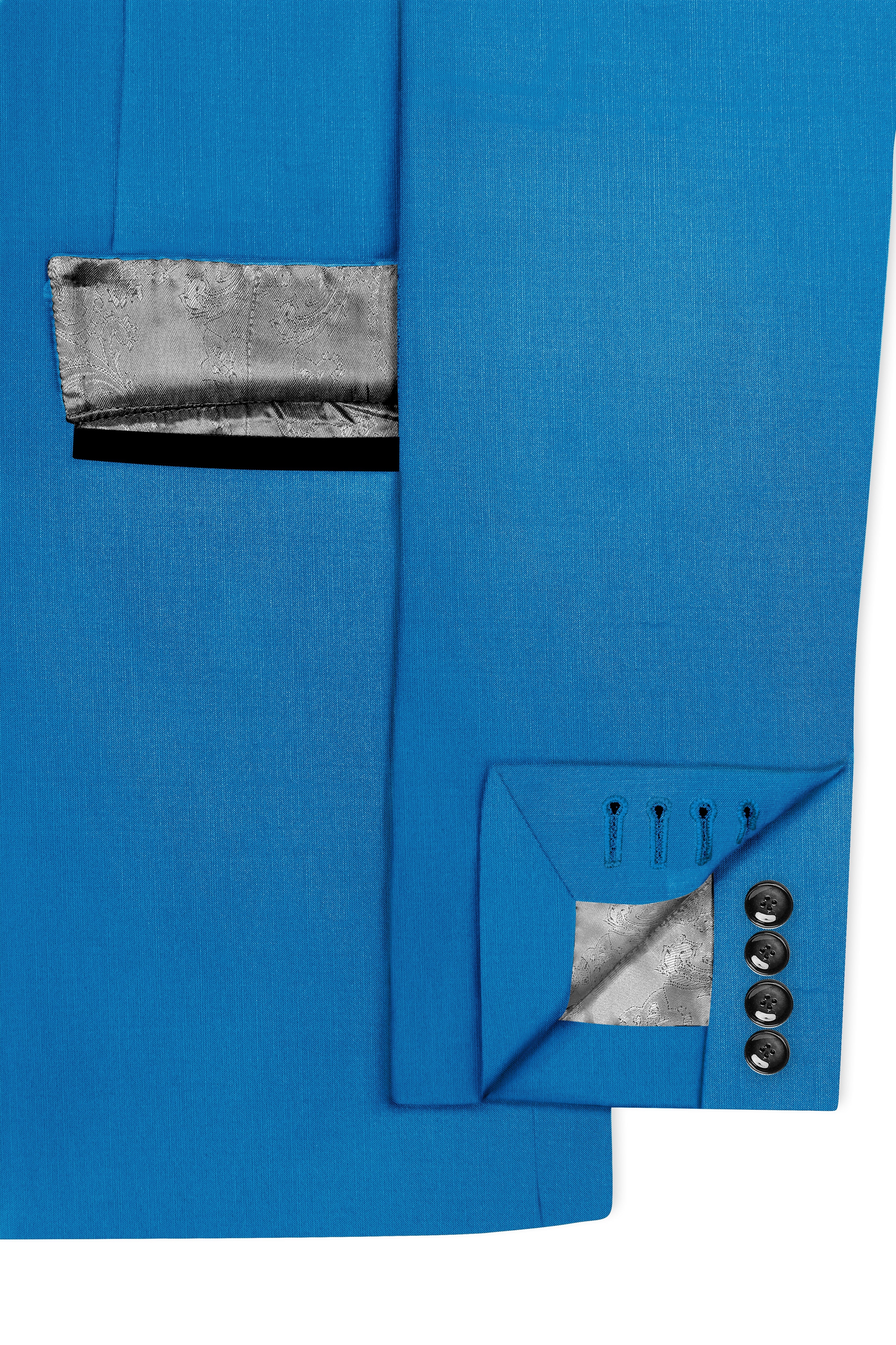 Azure-Venice Blue Wool Rich Tuxedo Slight Stretch Suit