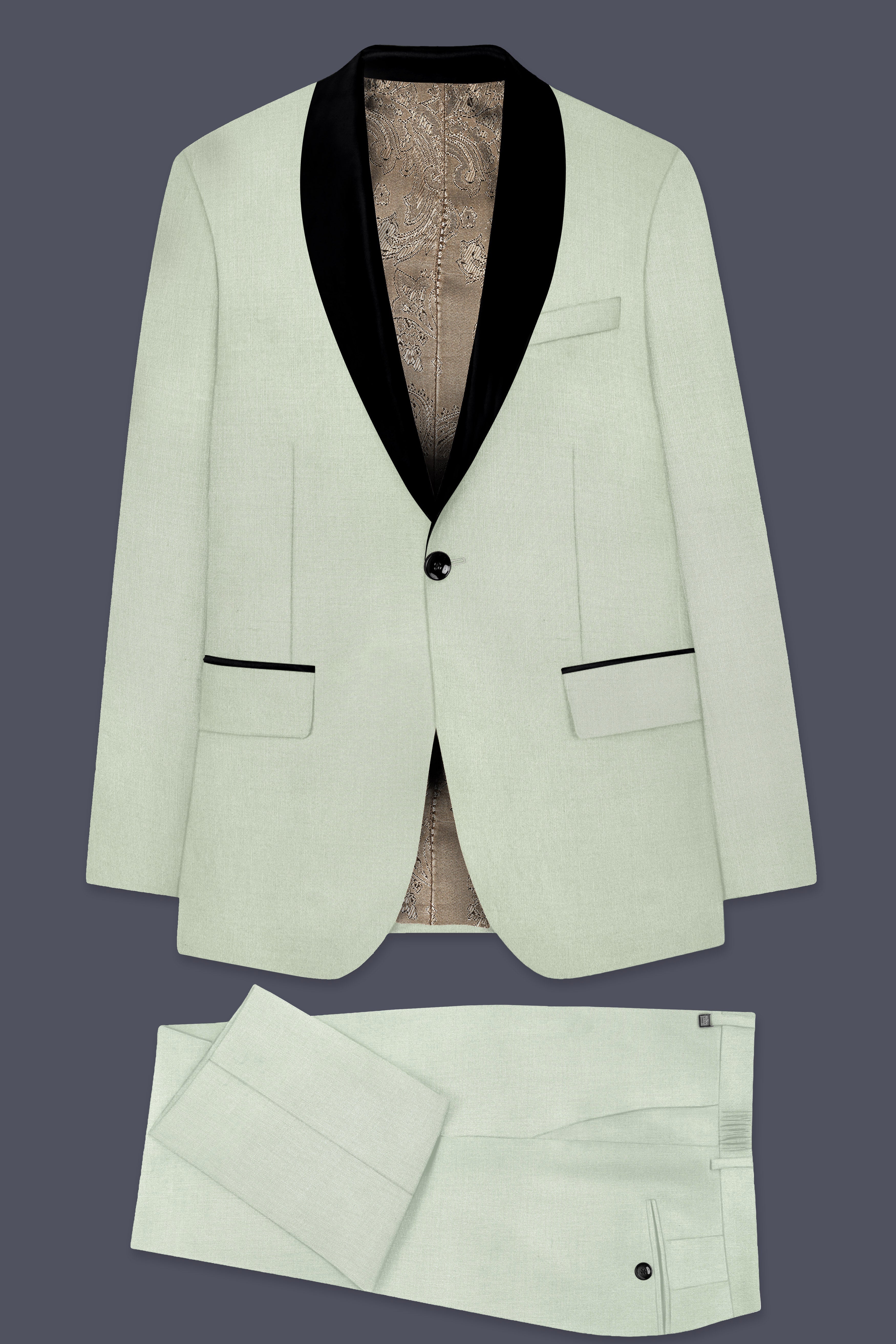 Lichen-Norway Green Wool Rich Tuxedo Stretchable Traveler Suit