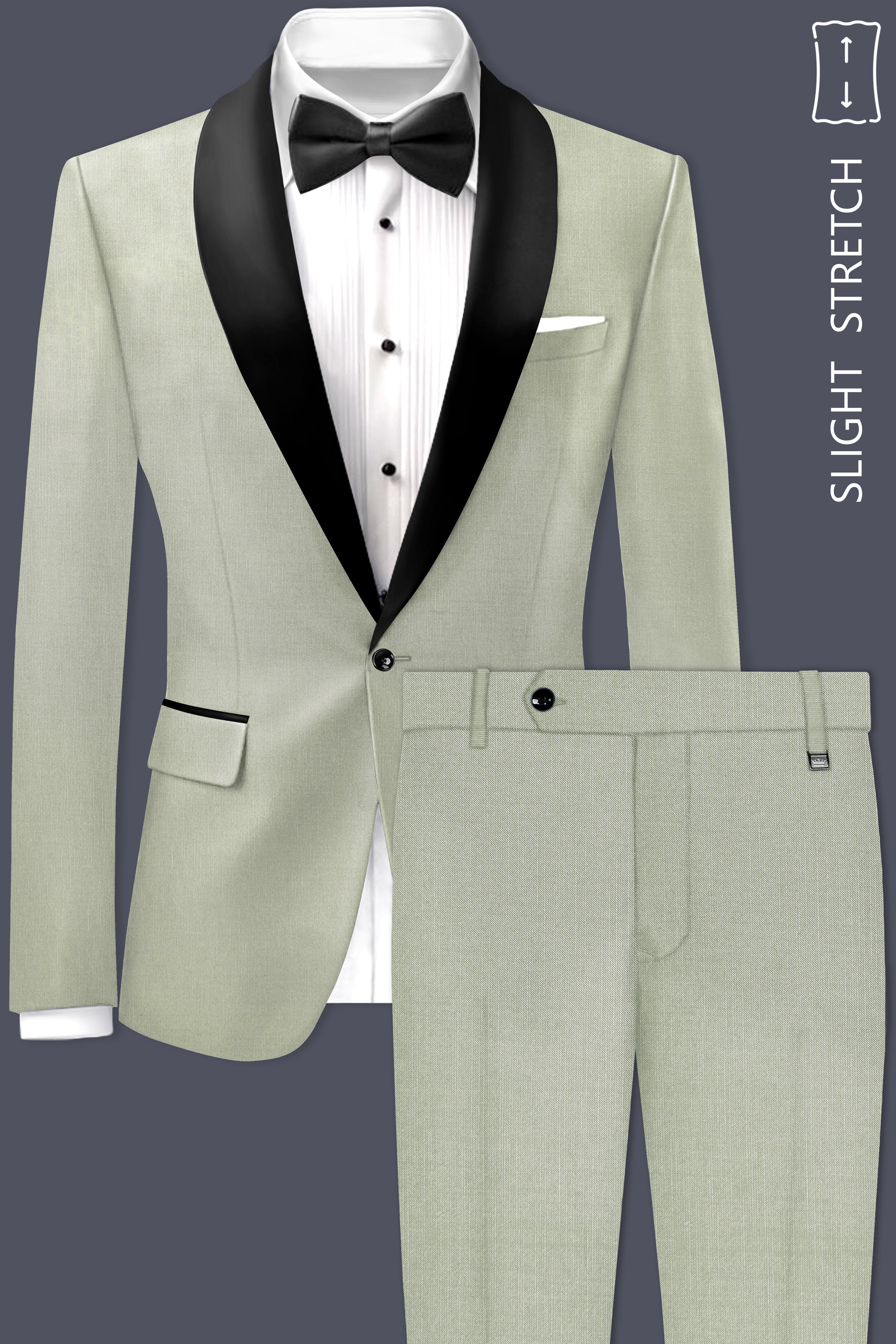 Lichen-Norway Green Wool Rich Slight Stretch Tuxedo Suit