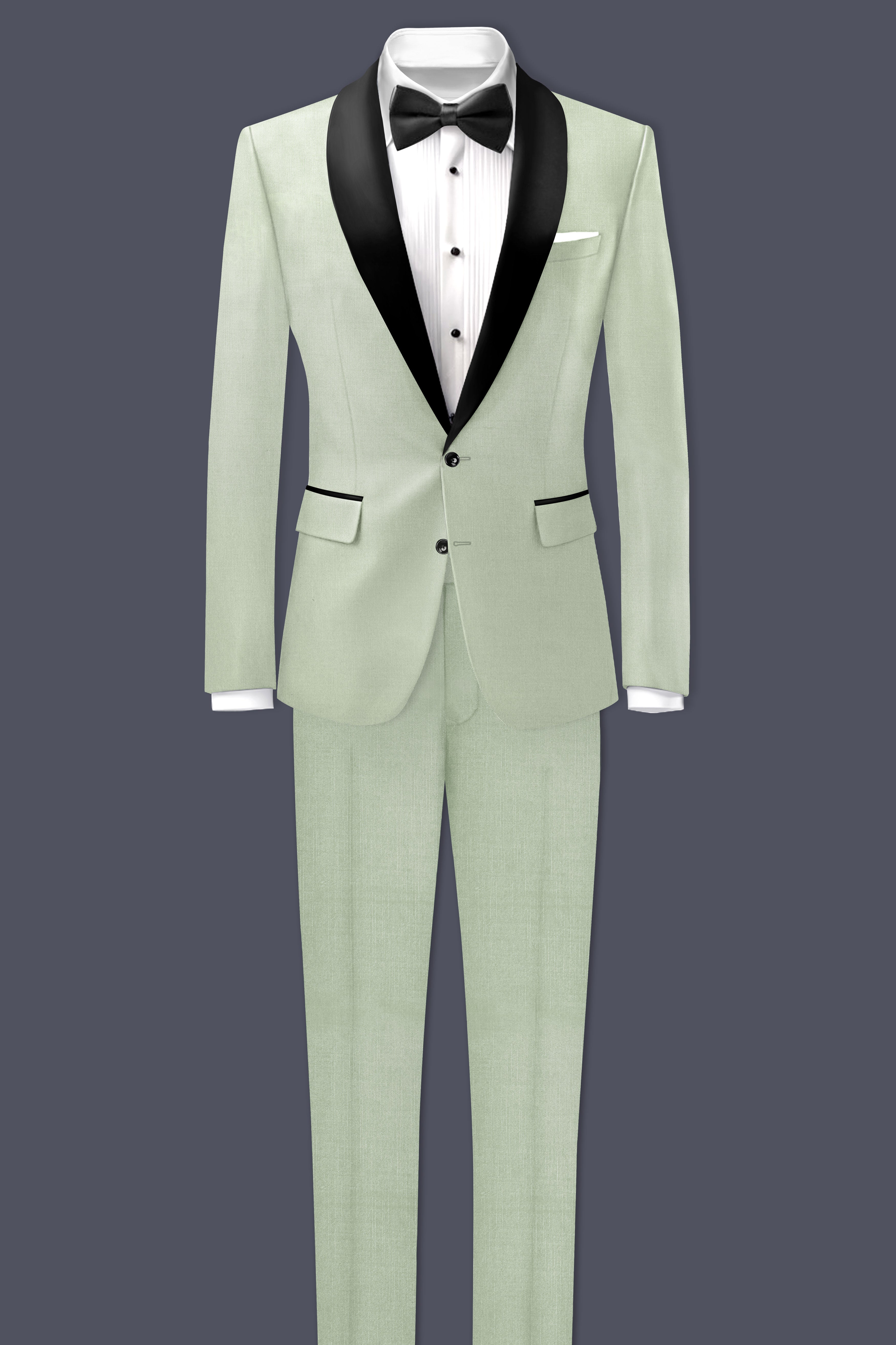 Lichen-Norway Green Wool Rich Tuxedo Stretchable Traveler Suit