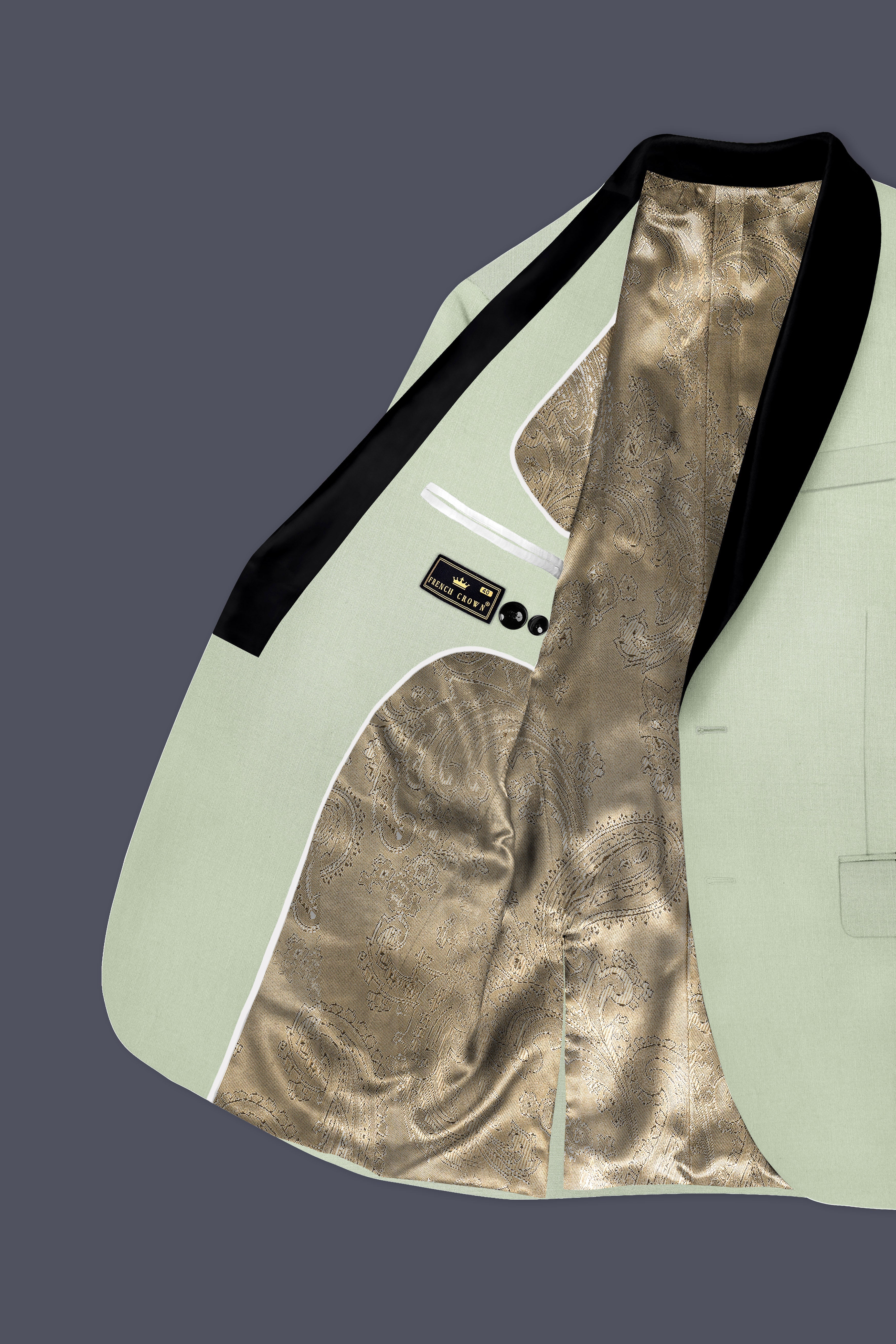Lichen-Norway Green Wool Rich Tuxedo Stretchable Traveler Suit