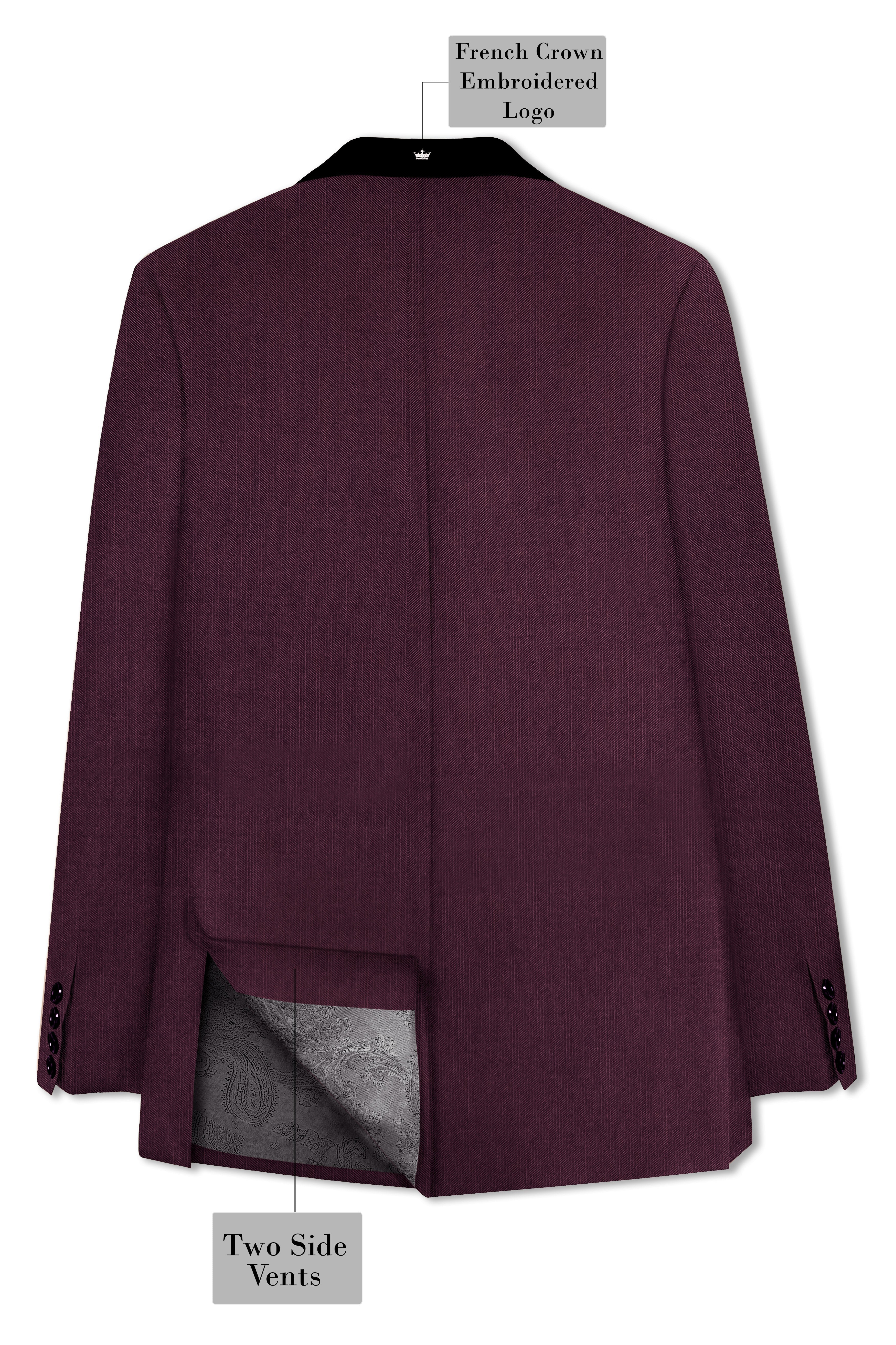 Merlot-Bistre Wine Maroon Wool Rich Tuxedo Slight Stretch Suit