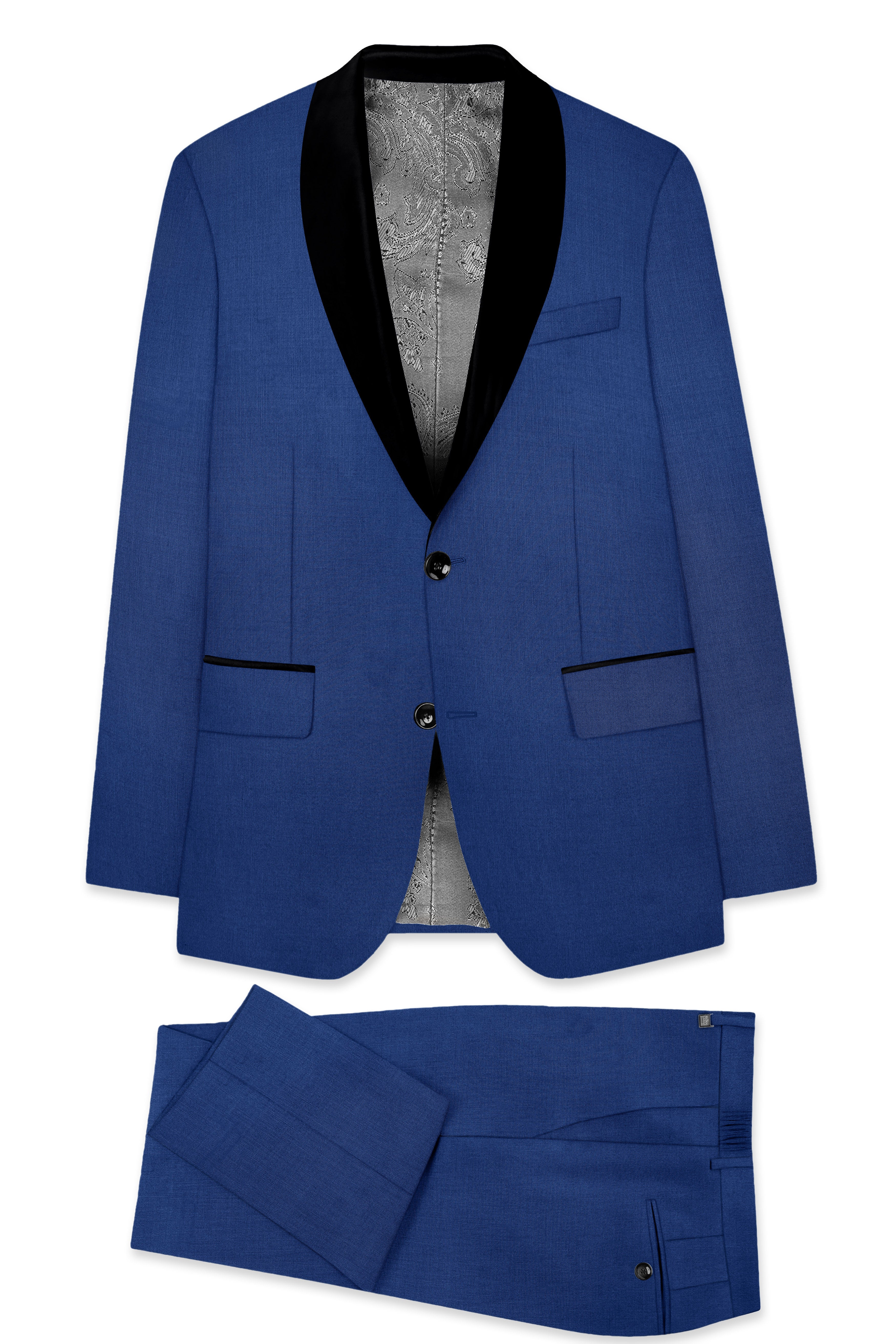 Marinoir-Cello Blue Wool Rich Tuxedo Slight Stretch Suit